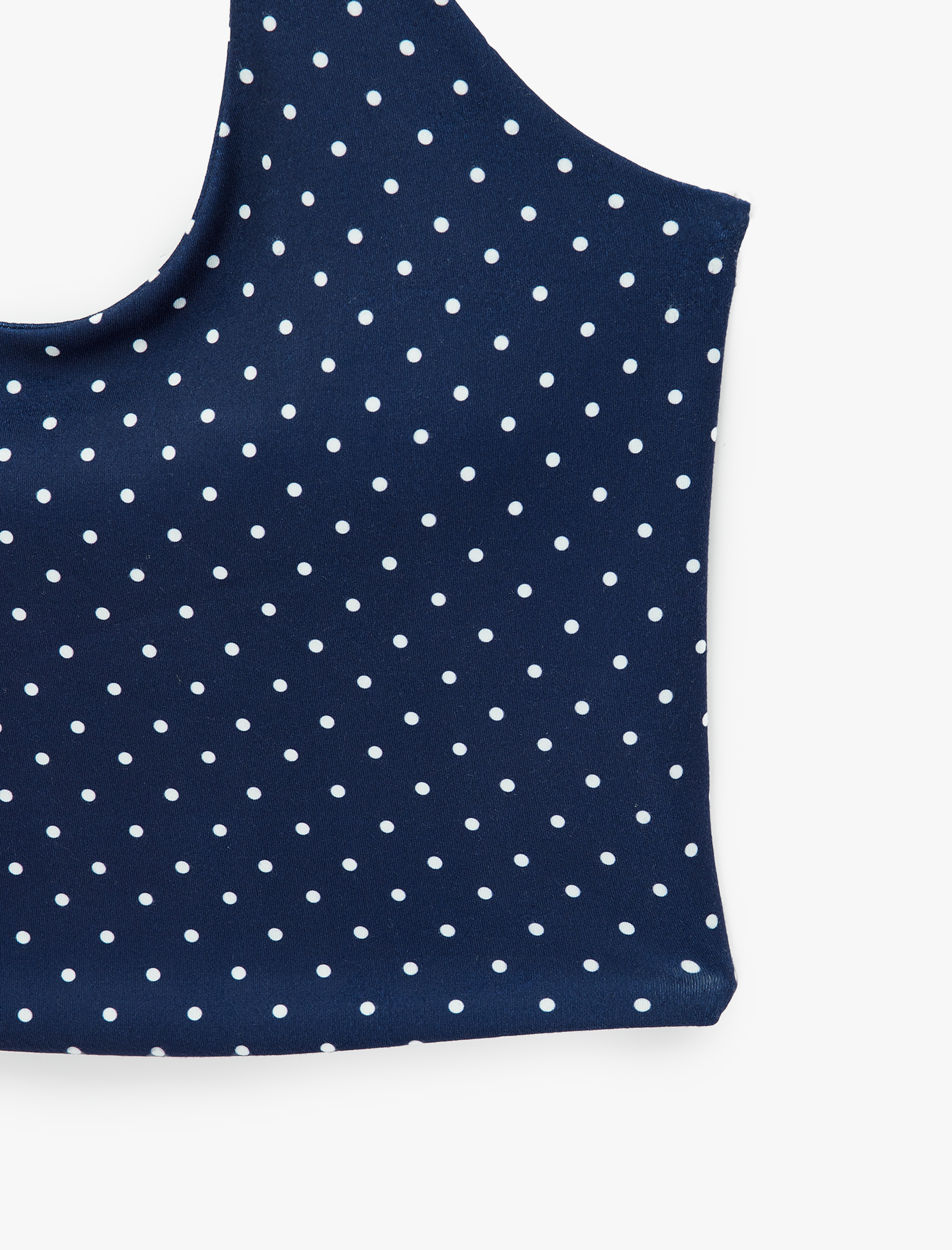   Slim Fit Halter Yaka Puantiyeli Kolsuz Kaplı Sporcu Sütyeni