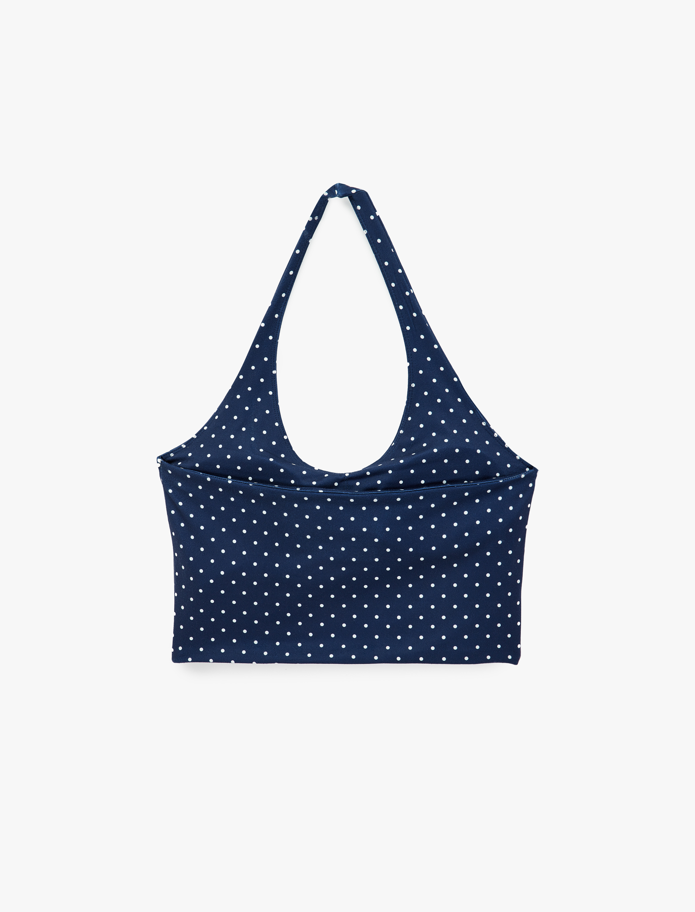   Slim Fit Halter Yaka Puantiyeli Kolsuz Kaplı Sporcu Sütyeni