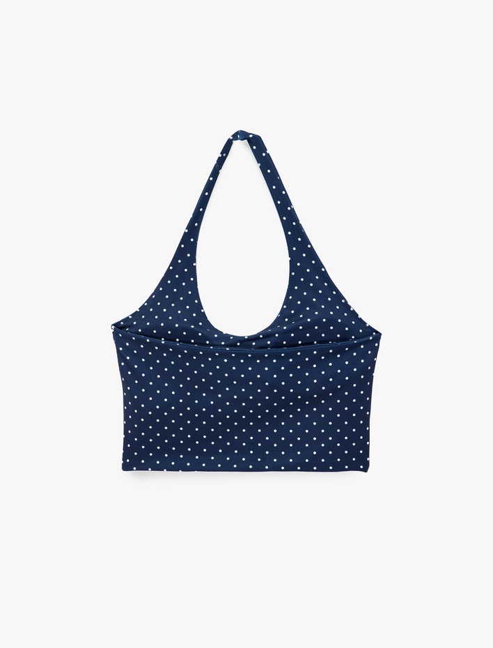  Slim Fit Halter Yaka Puantiyeli Kolsuz Kaplı Sporcu Sütyeni