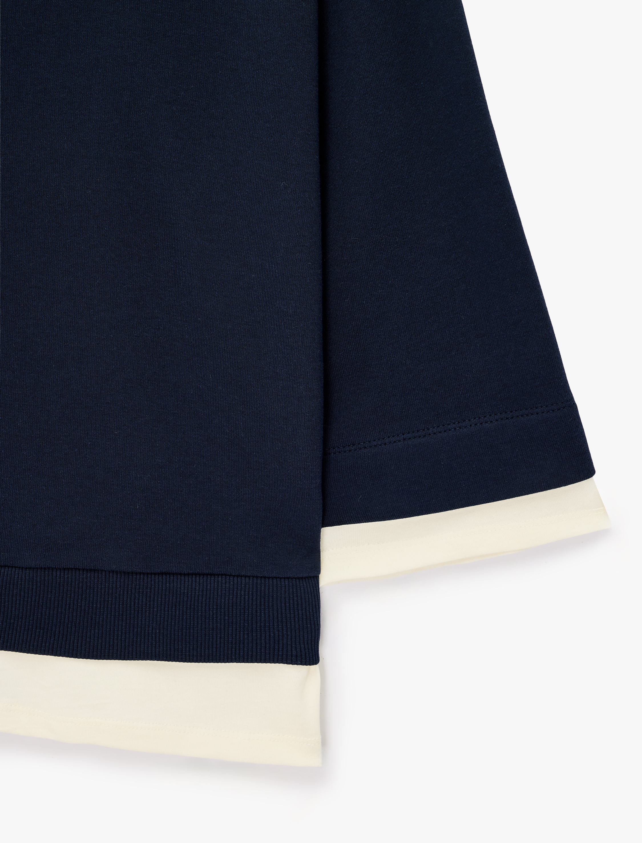   Renk Bloklu Regular Fit Bisiklet Yaka 3/4 Kol Basic Sweatshirt