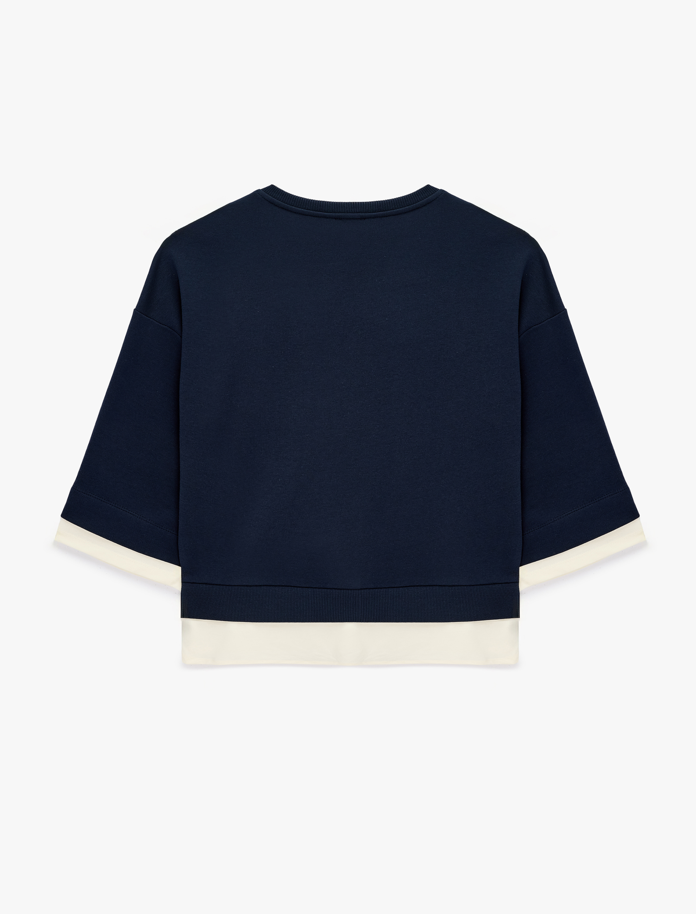   Renk Bloklu Regular Fit Bisiklet Yaka 3/4 Kol Basic Sweatshirt