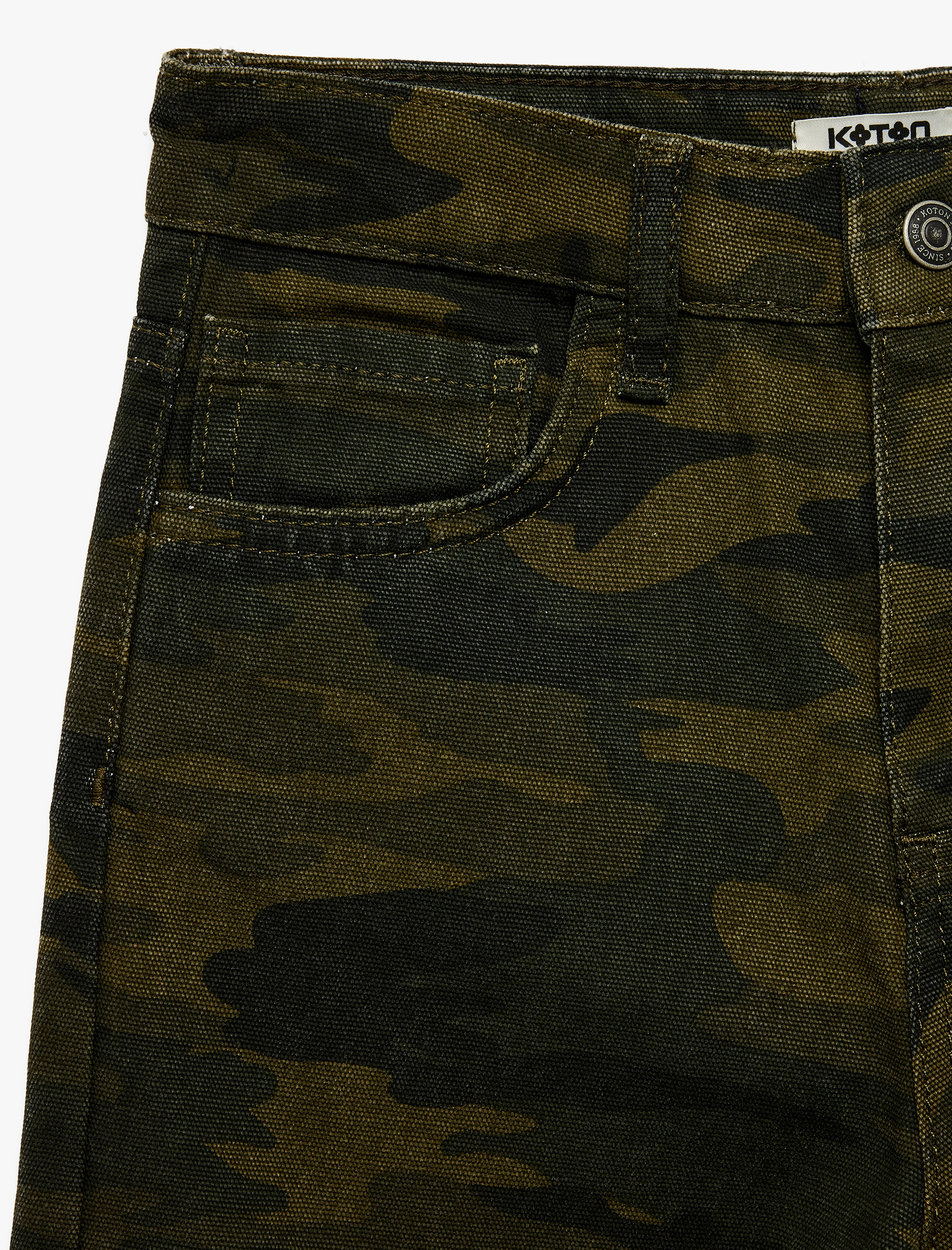  Erkek Çocuk Kamuflaj Desenli Cep Detaylı Pamuklu Gabardin Baggy Pantolon