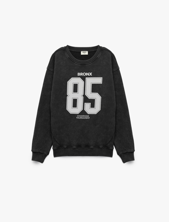 Erkek Çocuk Baskılı Bisiklet Yaka Uzun Kollu Pamuklu Sweatshirt
