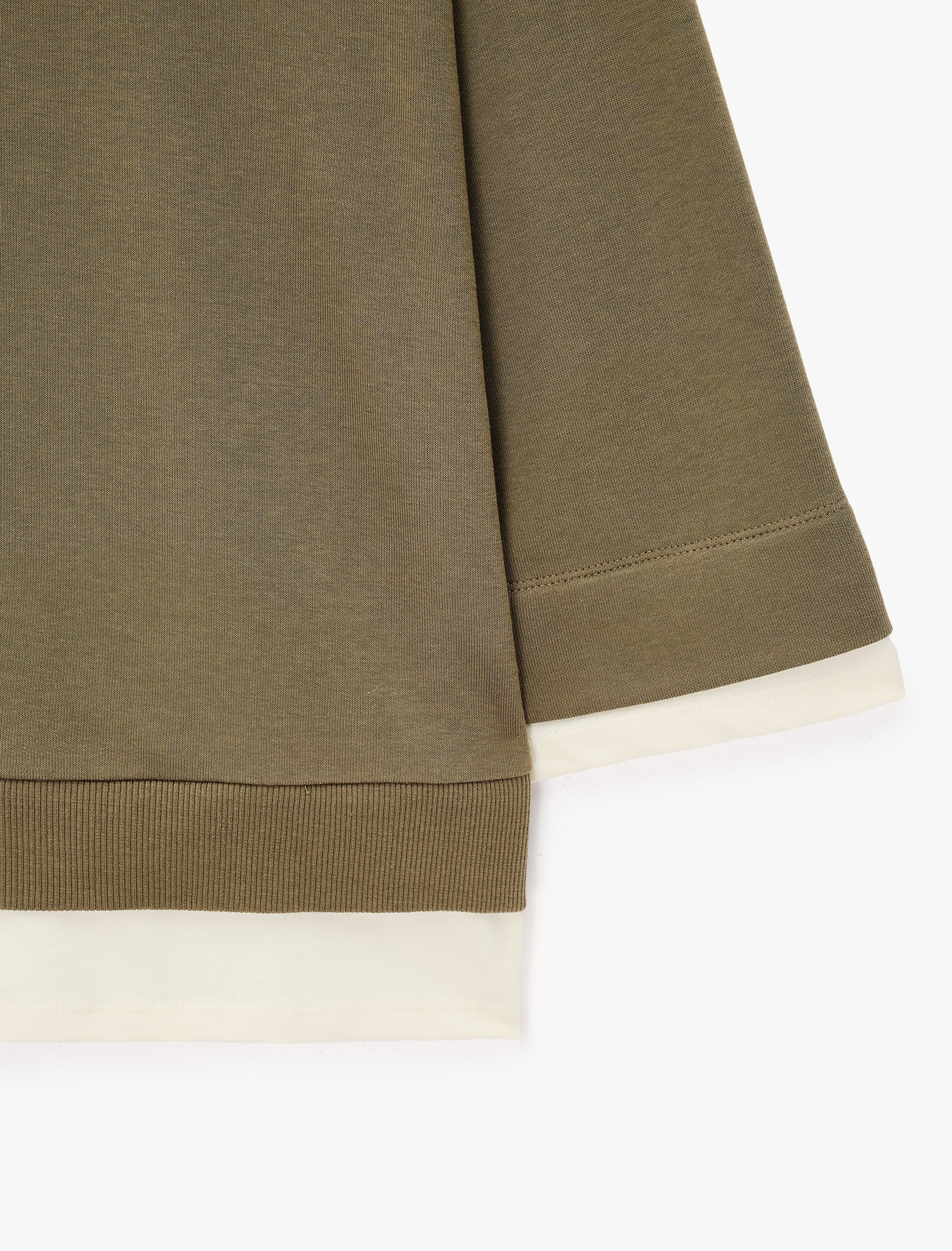   Renk Bloklu Regular Fit Bisiklet Yaka 3/4 Kol Basic Sweatshirt
