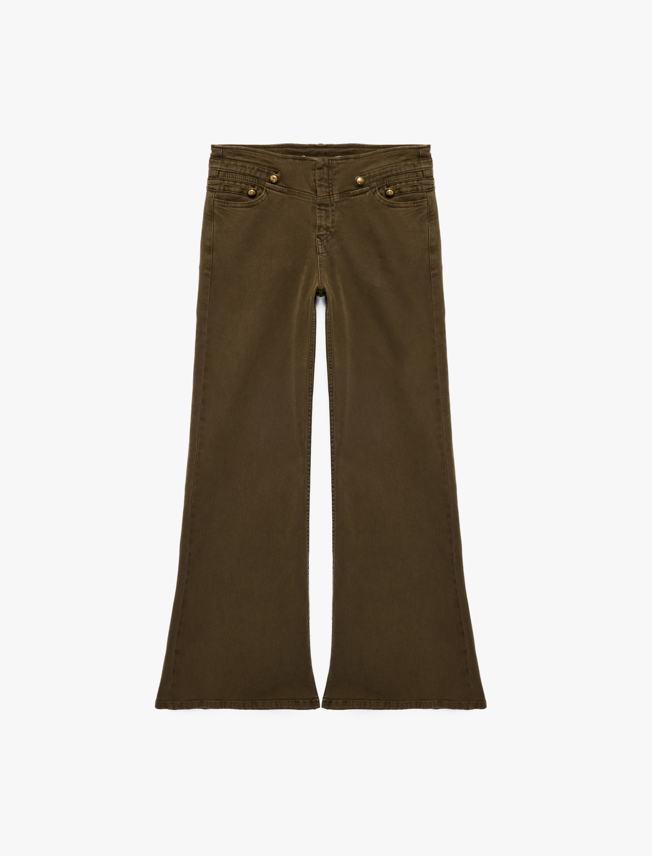   Pamuklu Düşük Bel Dar Kesim İspanyol Paça Cepli Denim Pantolon - Flare Jeans