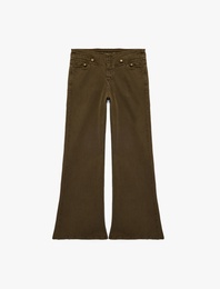 Pamuklu Düşük Bel Dar Kesim İspanyol Paça Cepli Denim Pantolon - Flare Jeans