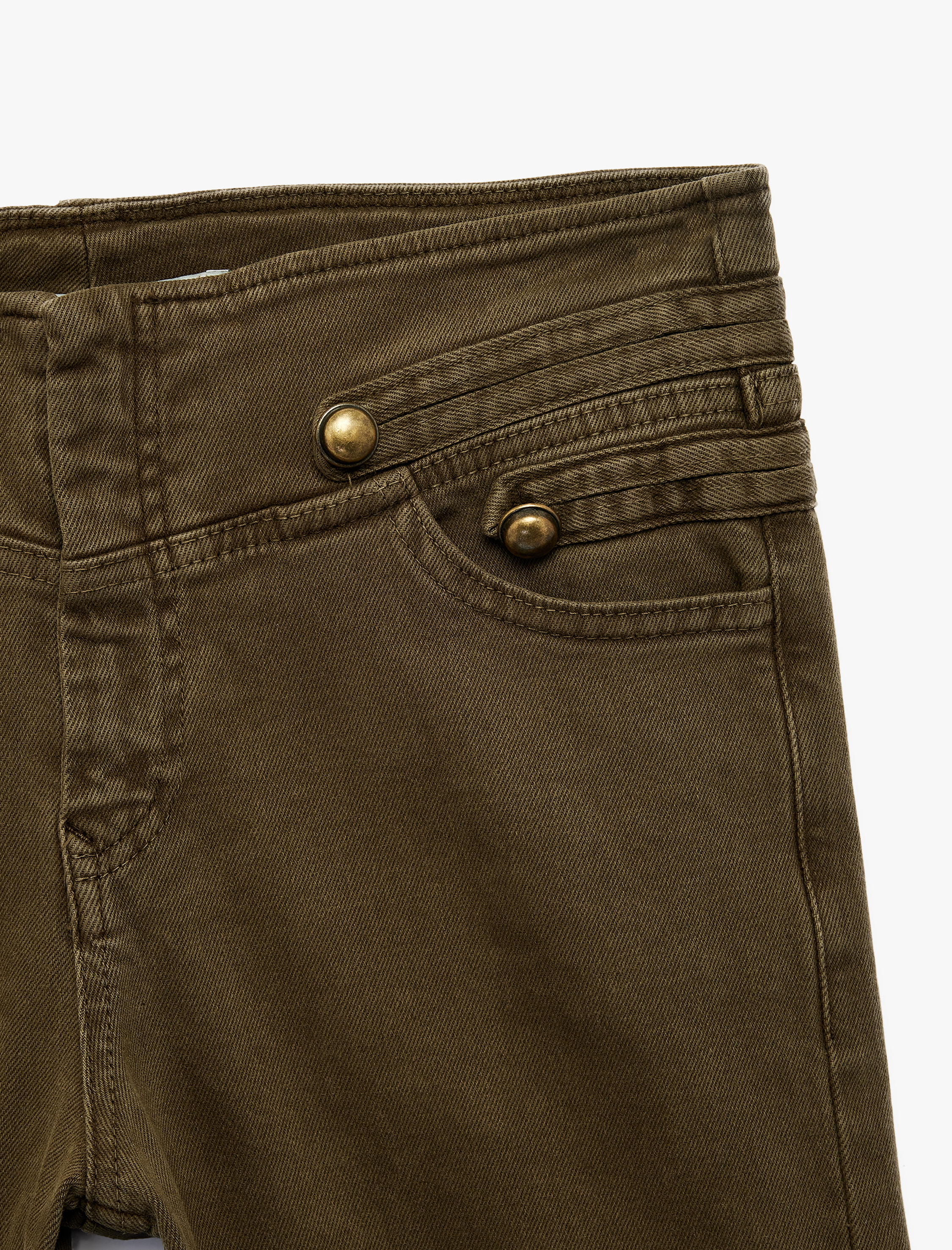   Pamuklu Düşük Bel Dar Kesim İspanyol Paça Cepli Denim Pantolon - Flare Jeans