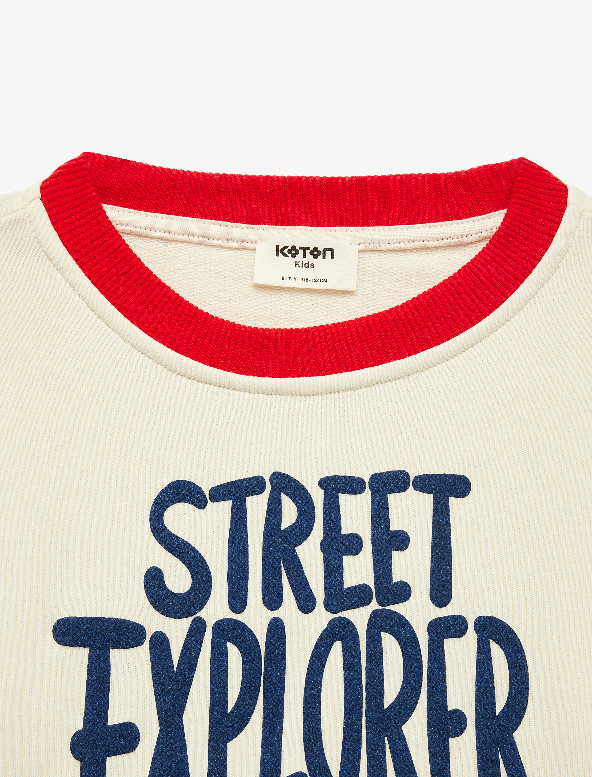  Erkek Çocuk Renk Bloklu Uzun Kollu Bisiklet Yaka Baskılı Sweatshirt