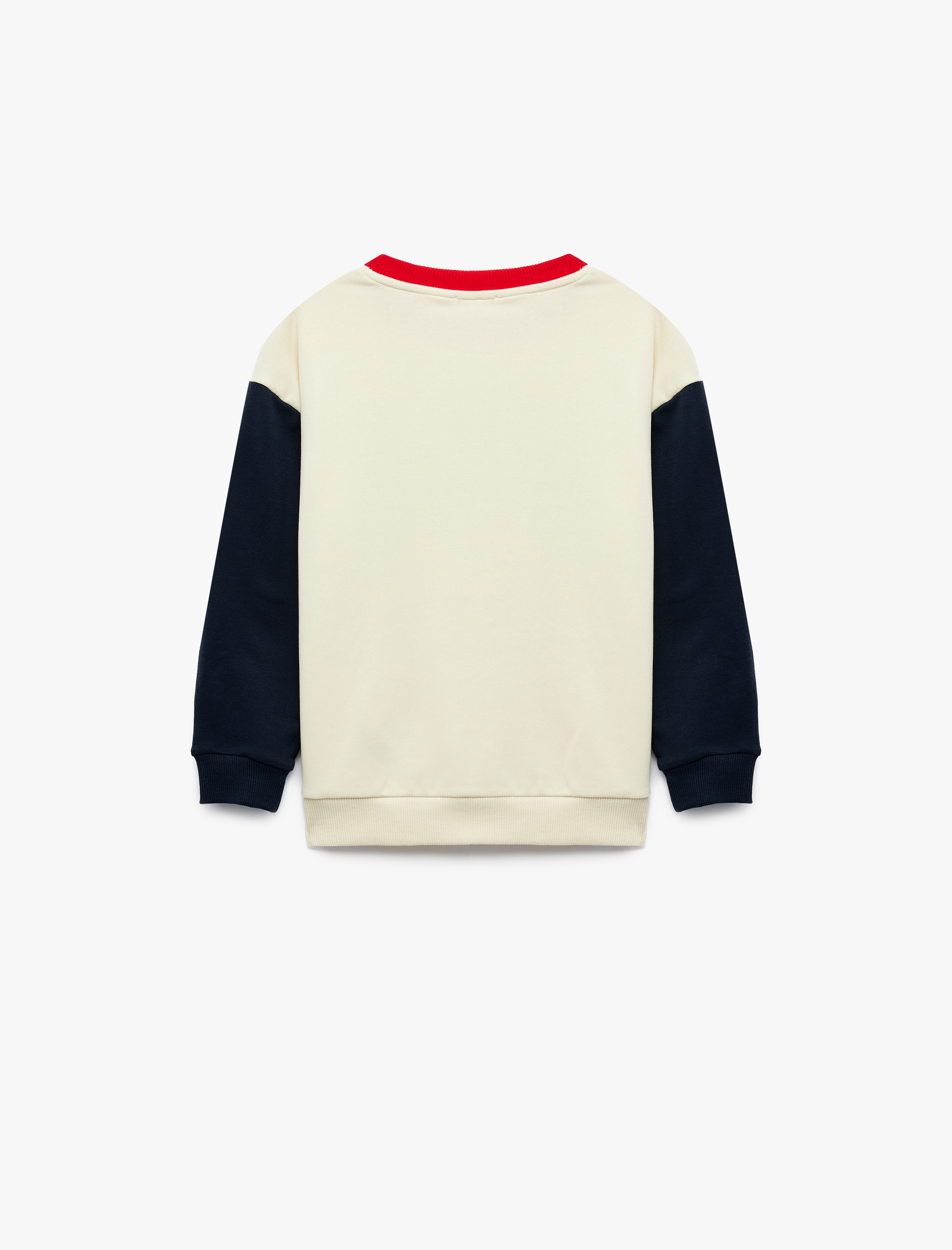  Erkek Çocuk Renk Bloklu Uzun Kollu Bisiklet Yaka Baskılı Sweatshirt
