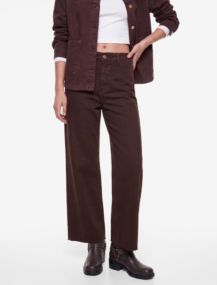  Cepli Rahat Kalıp Kesik Paça Yüksek Bel  Jean Pantolon - Culoette Jean