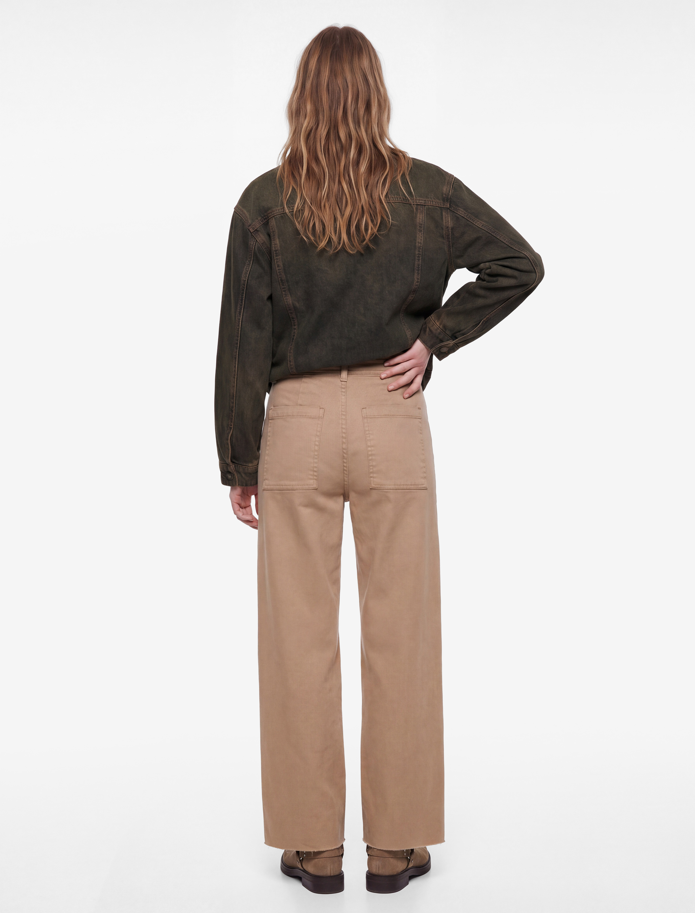   Cepli Rahat Kalıp Kesik Paça Yüksek Bel  Jean Pantolon - Culoette Jean