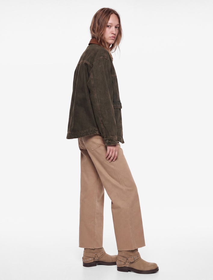  Cepli Rahat Kalıp Kesik Paça Yüksek Bel  Jean Pantolon - Culoette Jean