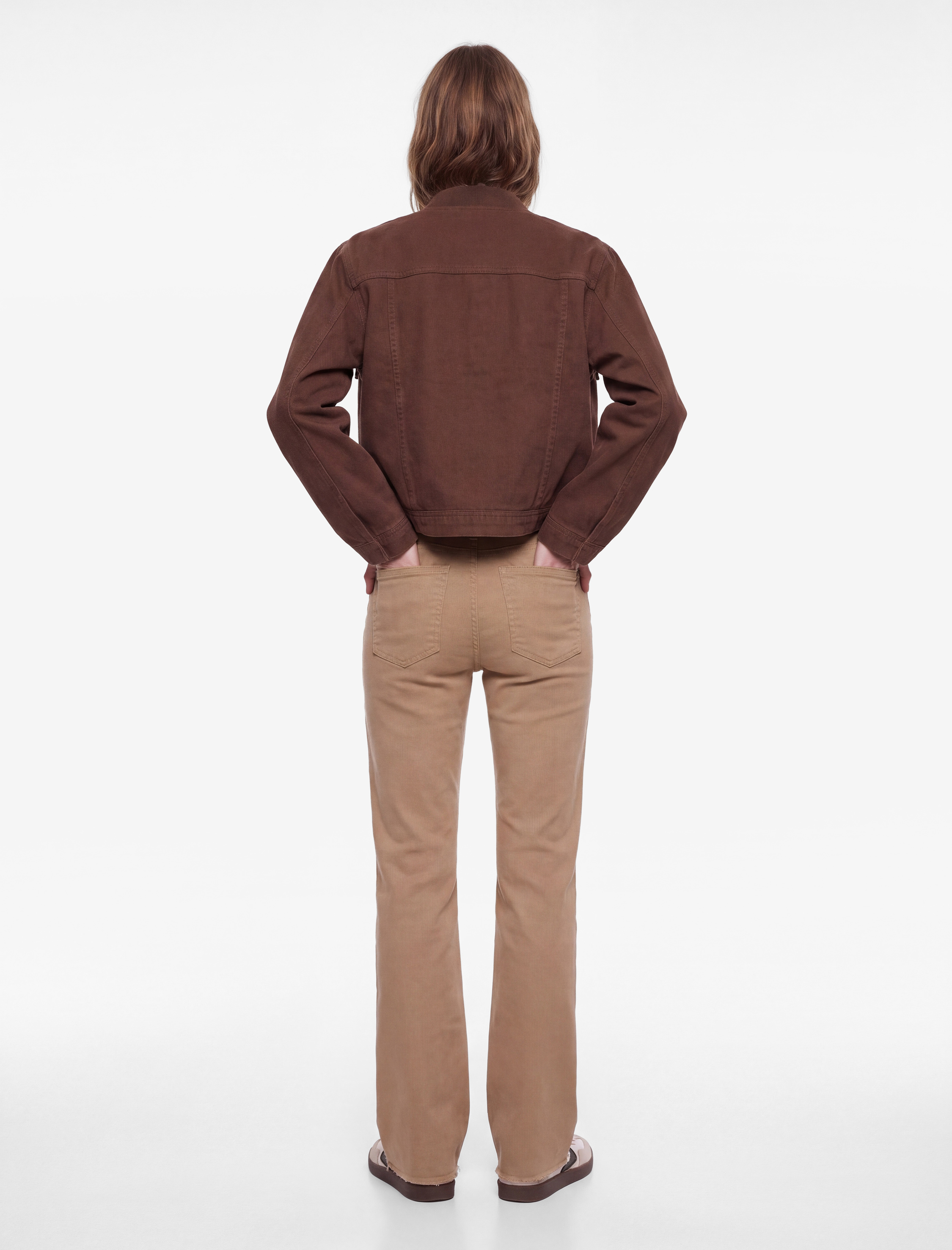   Pamuklu Dar Kalıp Düğmeli Cepli İspanyol Paça Crop Jean Pantolon -  Kick Flare Jeans