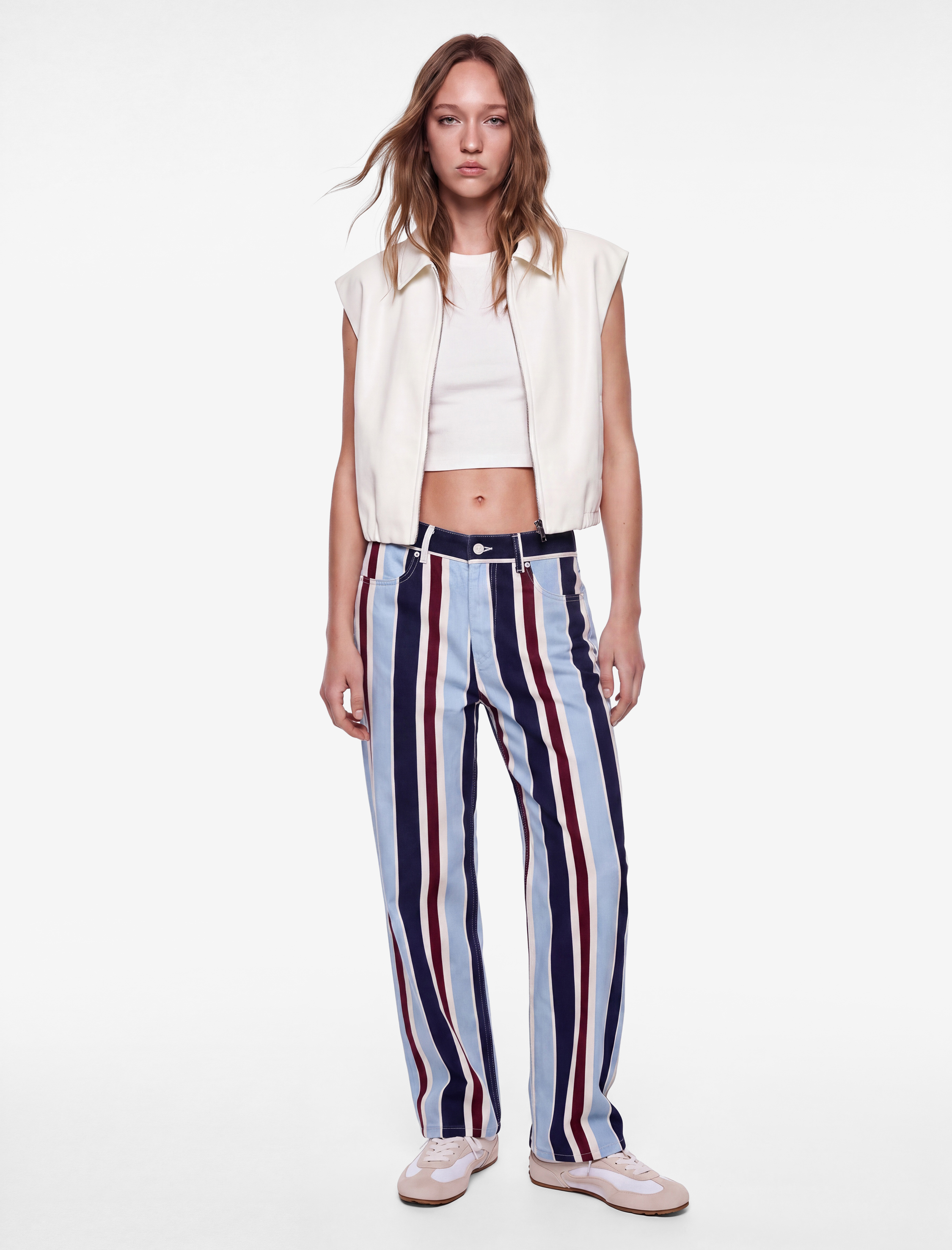   Çizgili Pamuklu Straight Denim Pantolon - Straight Jeans