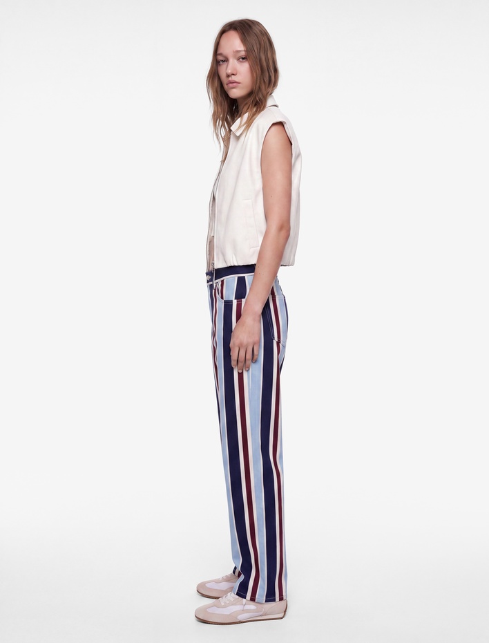  Çizgili Pamuklu Straight Denim Pantolon - Straight Jeans