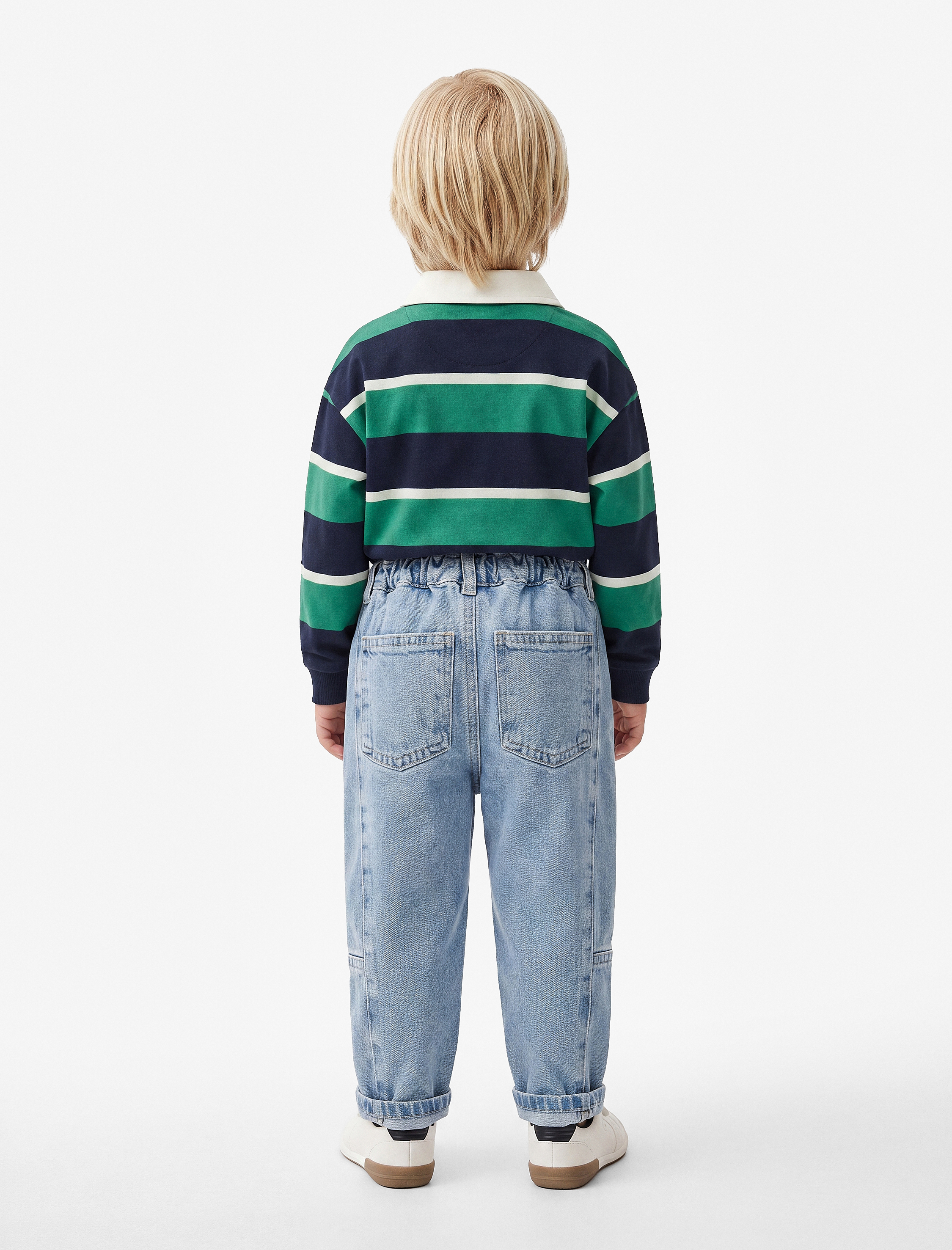  Erkek Bebek Pamuklu Normal Bel Oversize Barrel Denim Pantolon