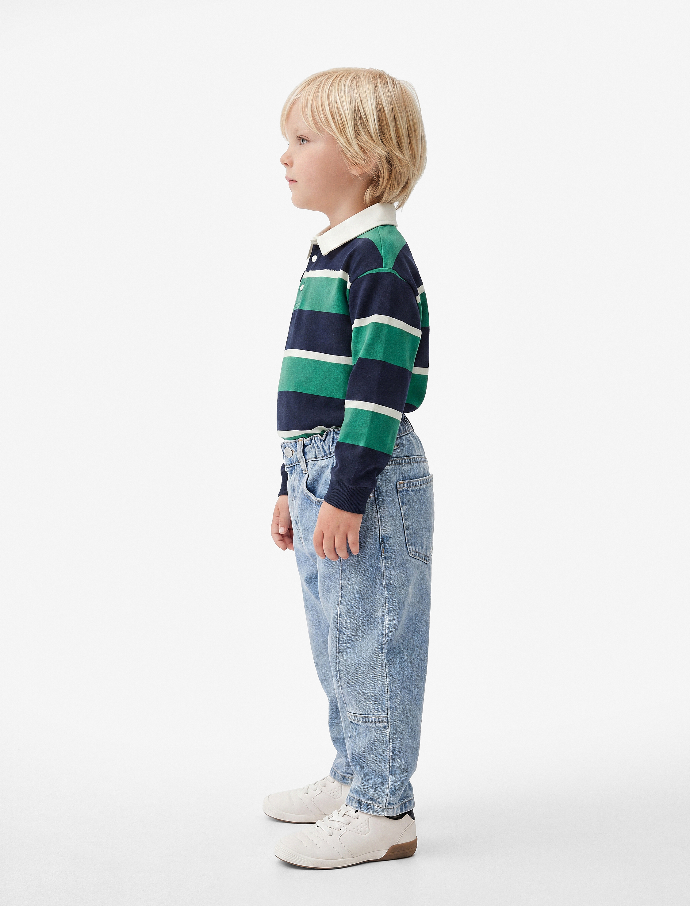  Erkek Bebek Pamuklu Normal Bel Oversize Barrel Denim Pantolon
