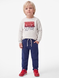 Uzun Kollu Bisiklet Yaka Baskı Detaylı Sweatshirt