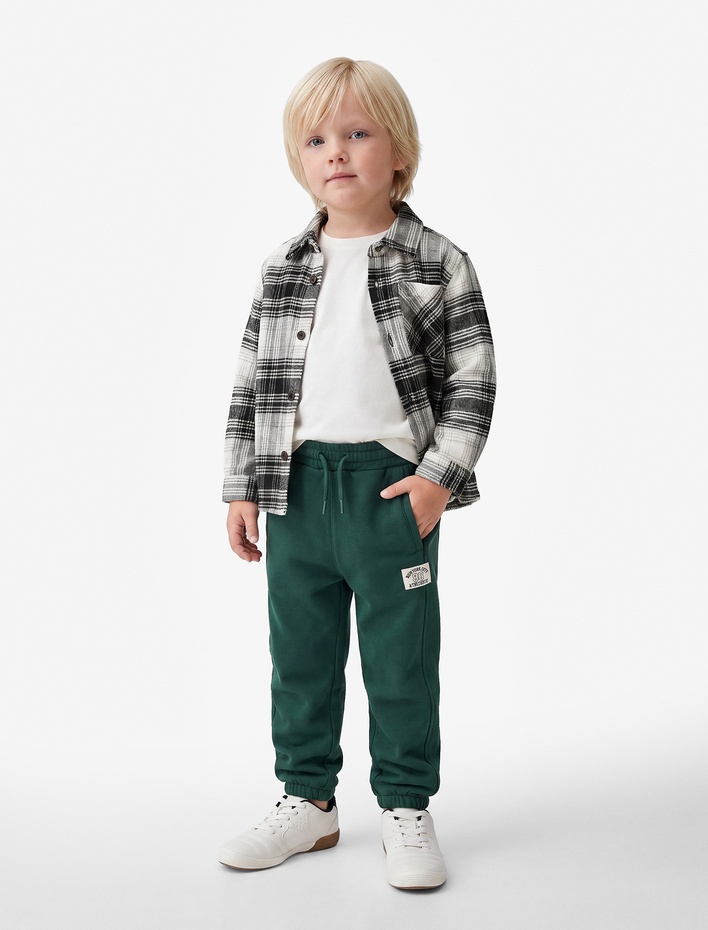 Erkek Bebek Pamuklu Cep Detaylı Beli Lastikli Oversize Jogger Eşofman Altı