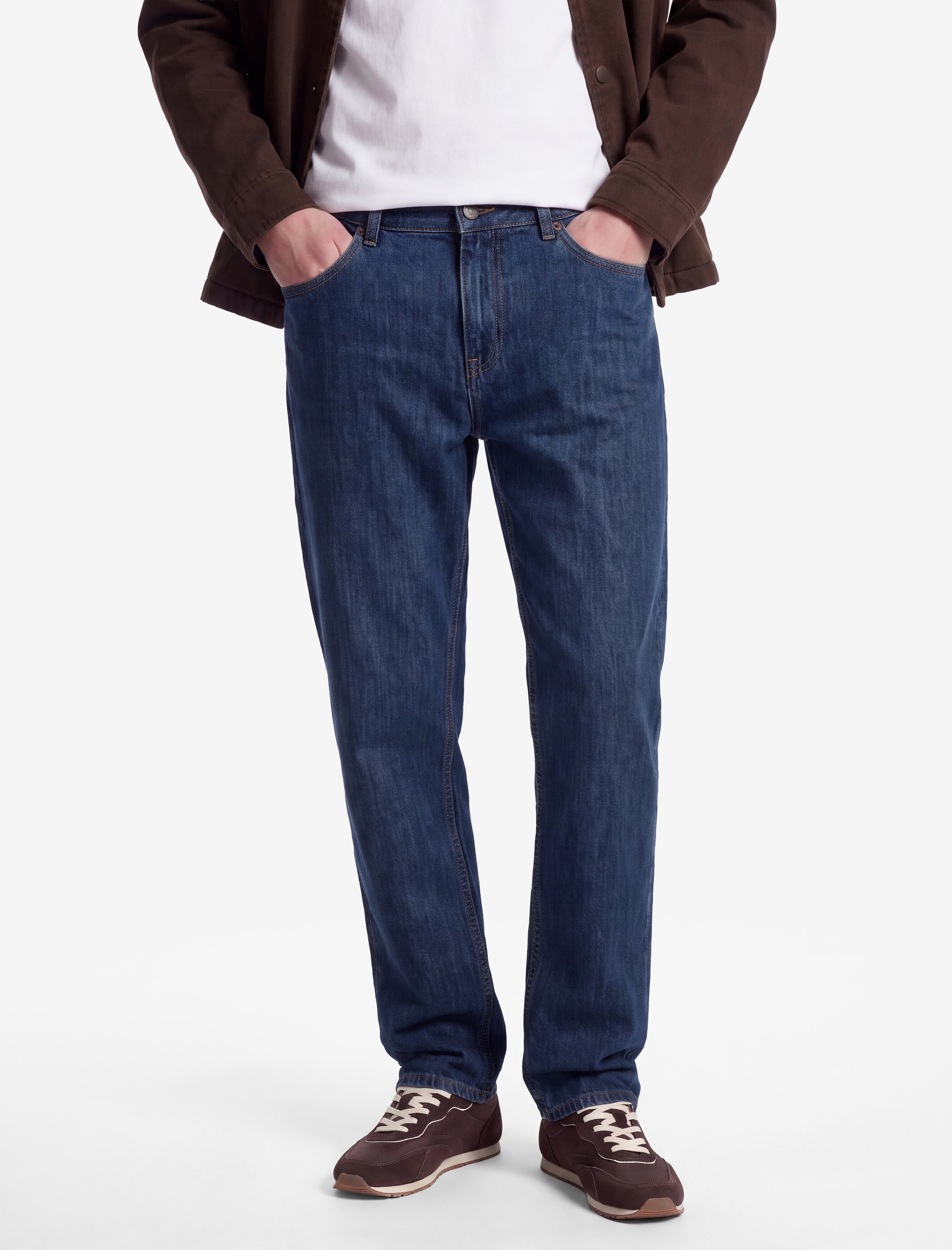   Normal Bel Cepli Pamuklu Rahat Kalıp Vintage Straight Jean Pantolon