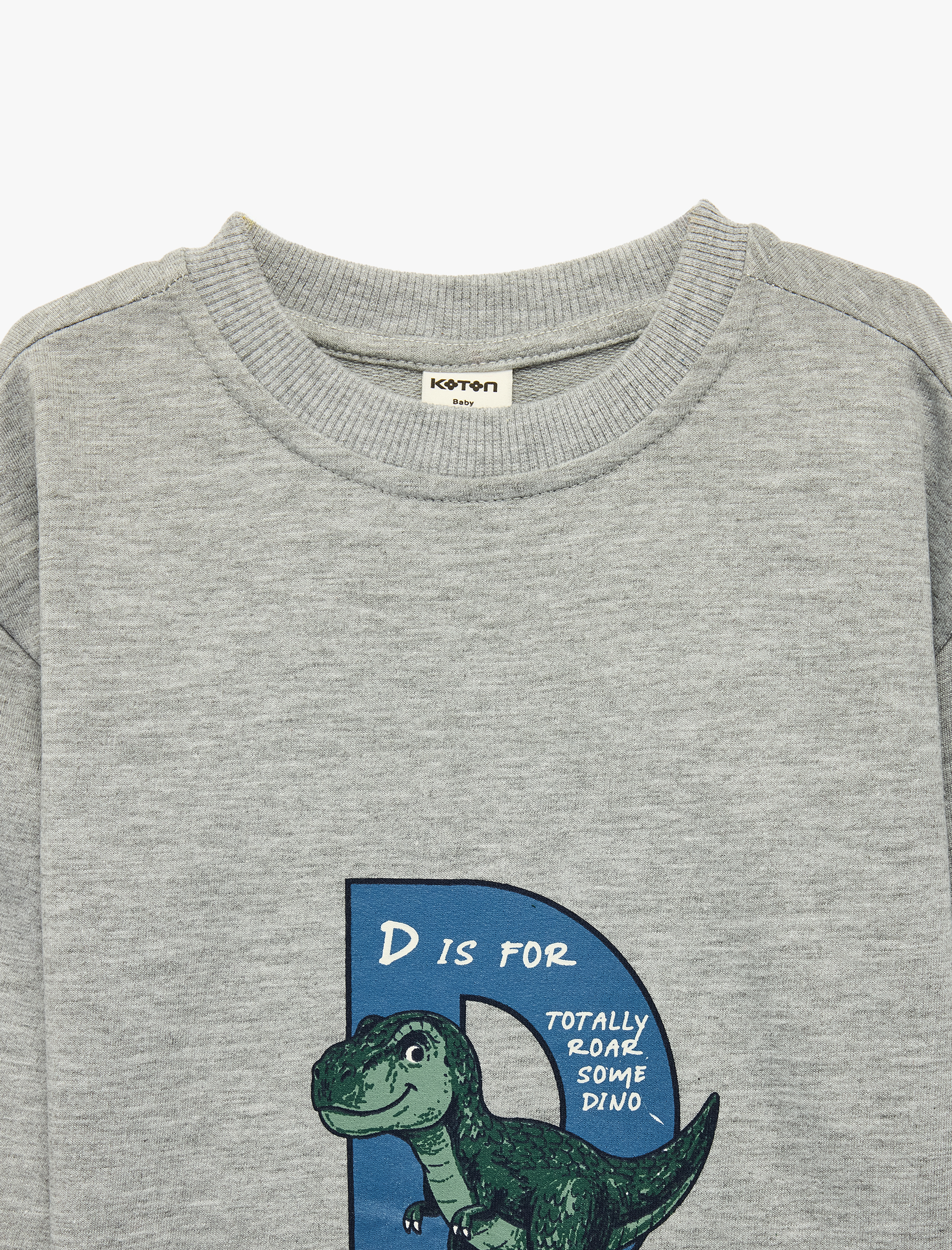  Erkek Bebek Dinozor Baskılı Bisiklet Yaka Uzun Kollu Oversize Tişört