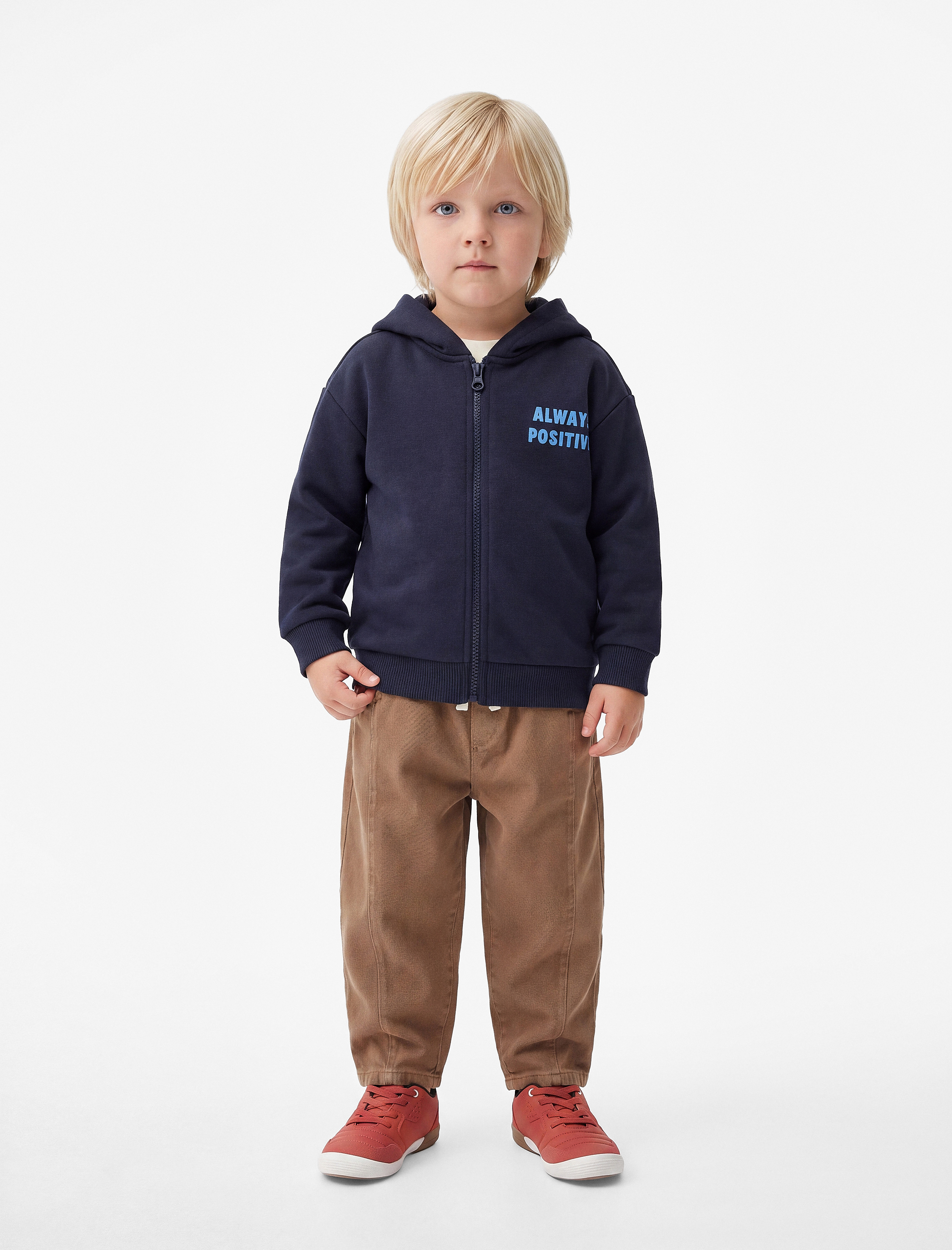  Erkek Bebek Baskılı Uzun Kollu Şardonlu Fermuarlı Kapşonlu Sweatshirt