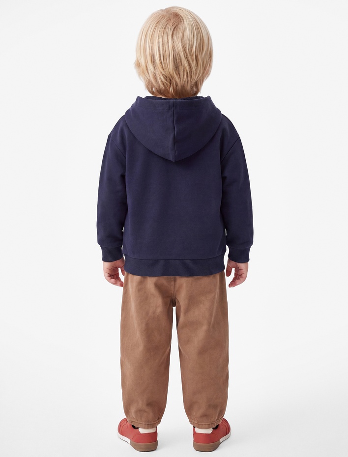 Erkek Bebek Baskılı Uzun Kollu Şardonlu Fermuarlı Kapşonlu Sweatshirt