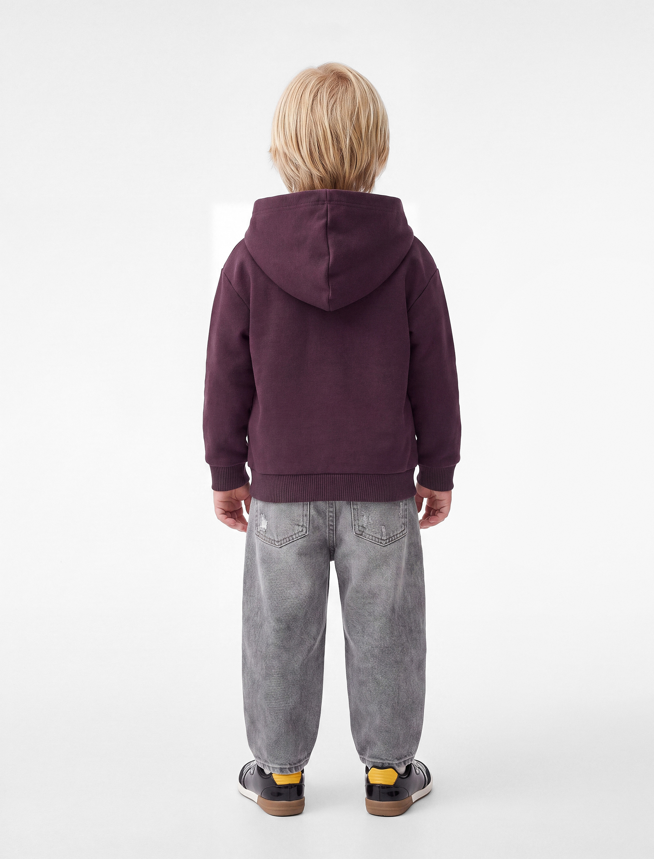  Erkek Bebek Baskılı Uzun Kollu Şardonlu Fermuarlı Kapşonlu Sweatshirt