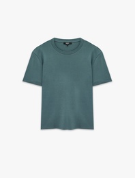 Pamuklu Bisiklet Yaka Kısa Kollu Basic Oversize Tişört