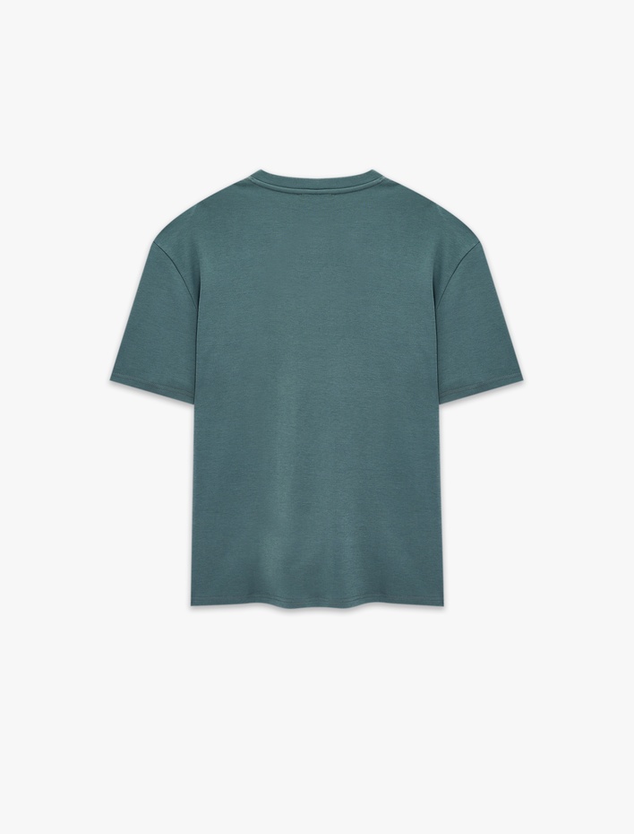  Pamuklu Bisiklet Yaka Kısa Kollu Basic Oversize Tişört