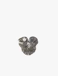 Kristal Taşlı Metal Çiçek Formlu İncili Metal Broş