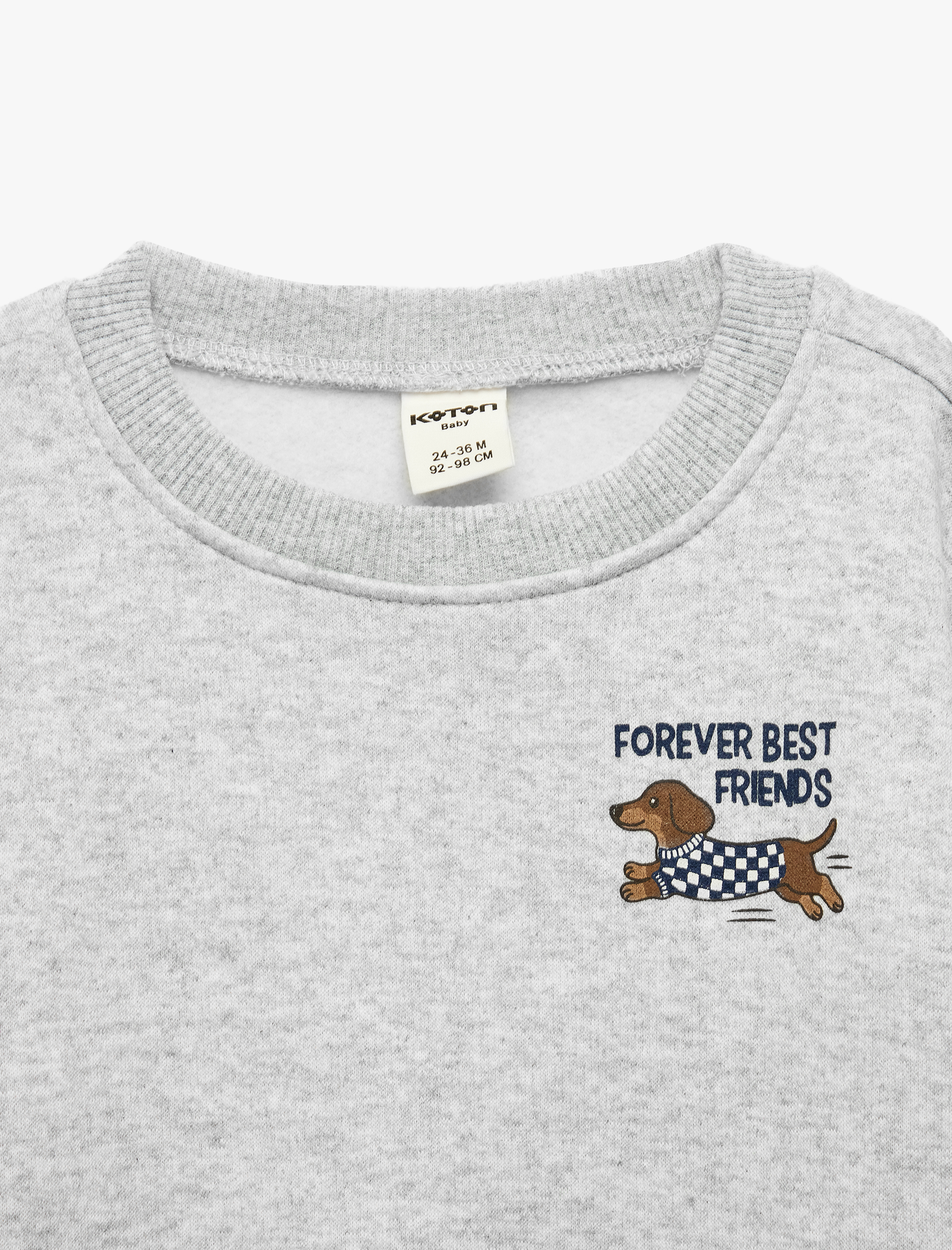  Erkek Bebek Köpek Baskılı Şardonlu Bisiklet Yaka Uzun Kollu Oversize Sweatshirt