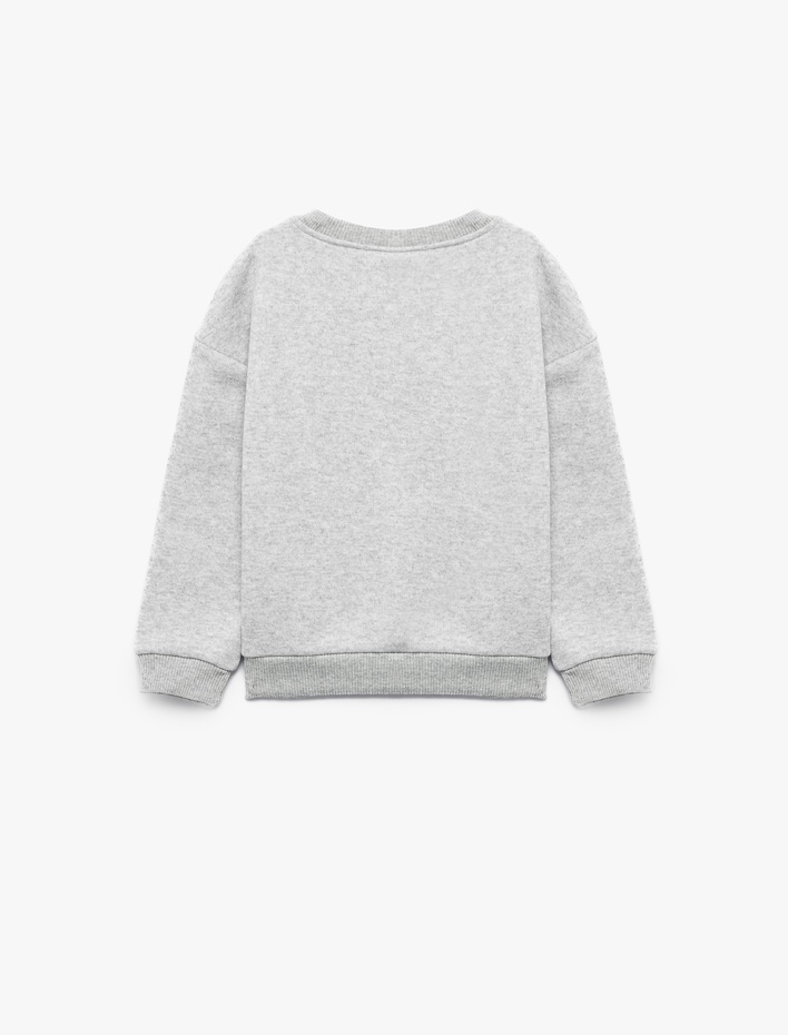 Erkek Bebek Köpek Baskılı Şardonlu Bisiklet Yaka Uzun Kollu Oversize Sweatshirt