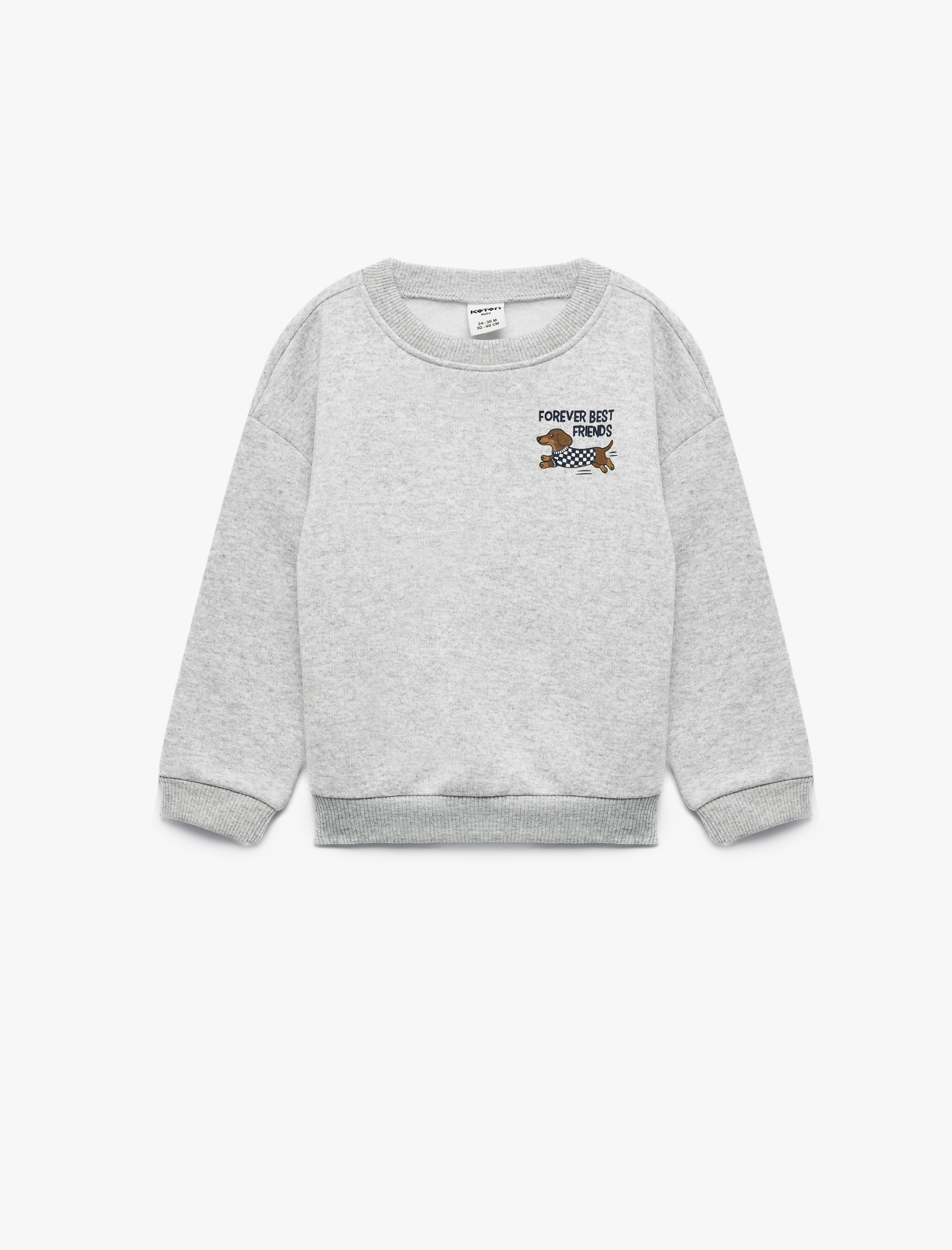  Erkek Bebek Köpek Baskılı Şardonlu Bisiklet Yaka Uzun Kollu Oversize Sweatshirt