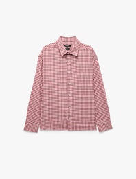 Oversize Ekoseli Klasik Yaka Uzun Kollu Oduncu Gömlek