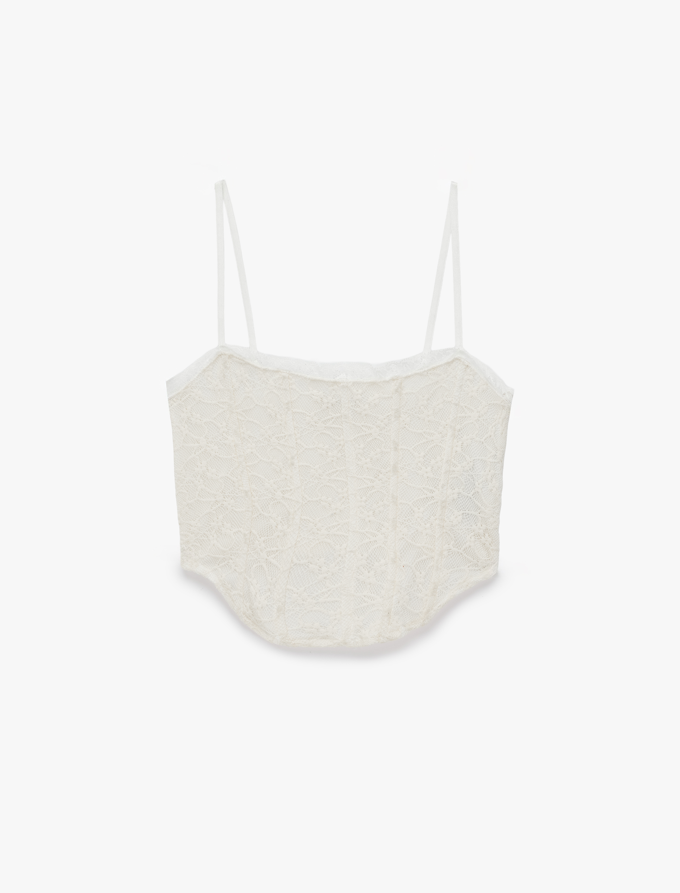   Slim Fit İp Askılı Crop Dantel Korse Bluz