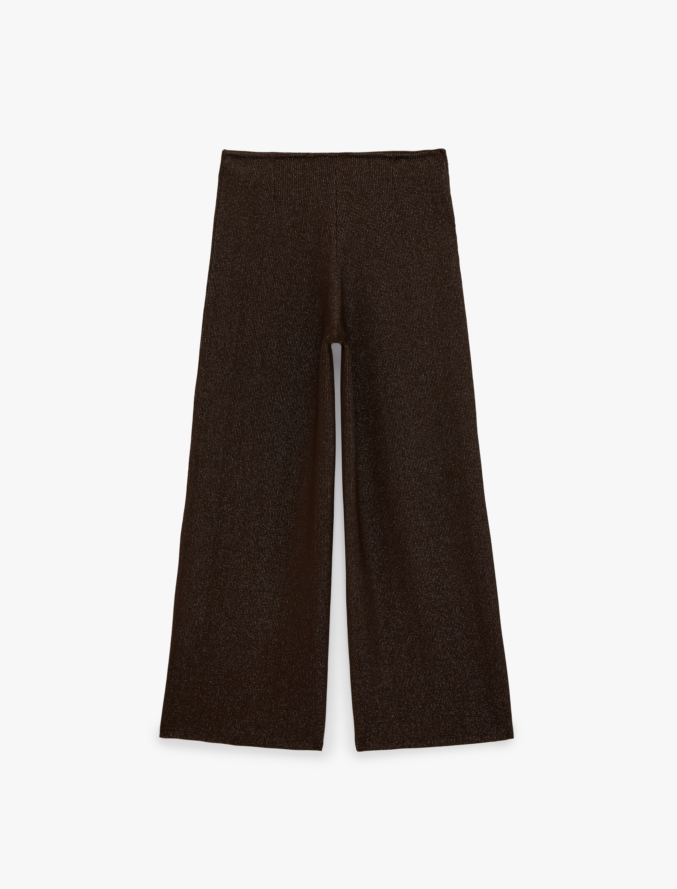   Normal Bel Regular Fit Metalik İplikli Geniş Paça Uzun Pantolon