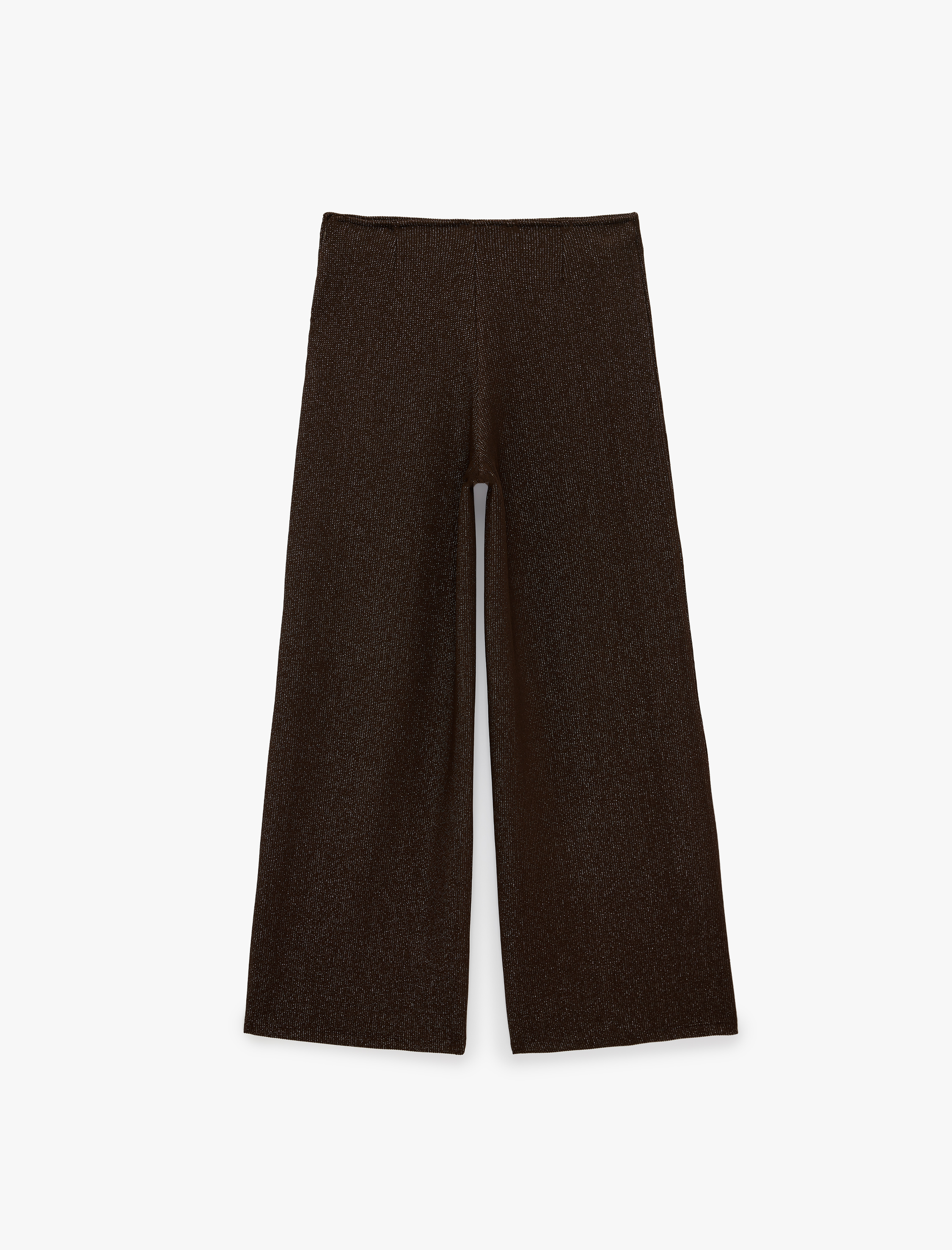   Normal Bel Regular Fit Metalik İplikli Geniş Paça Uzun Pantolon