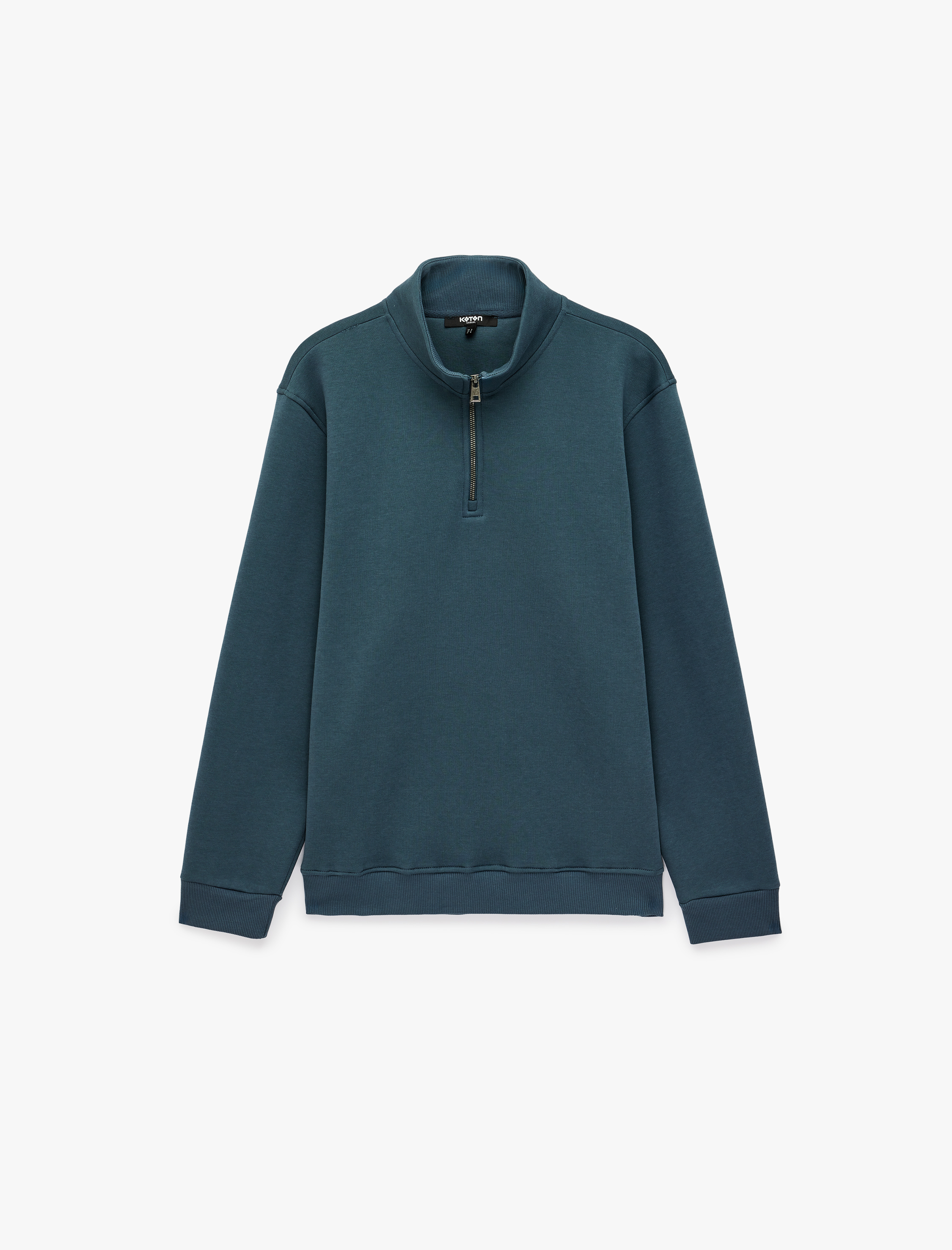   Şardonlu Regular Fit Uzun Kollu Fermuarlı Yaka Sweatshirt