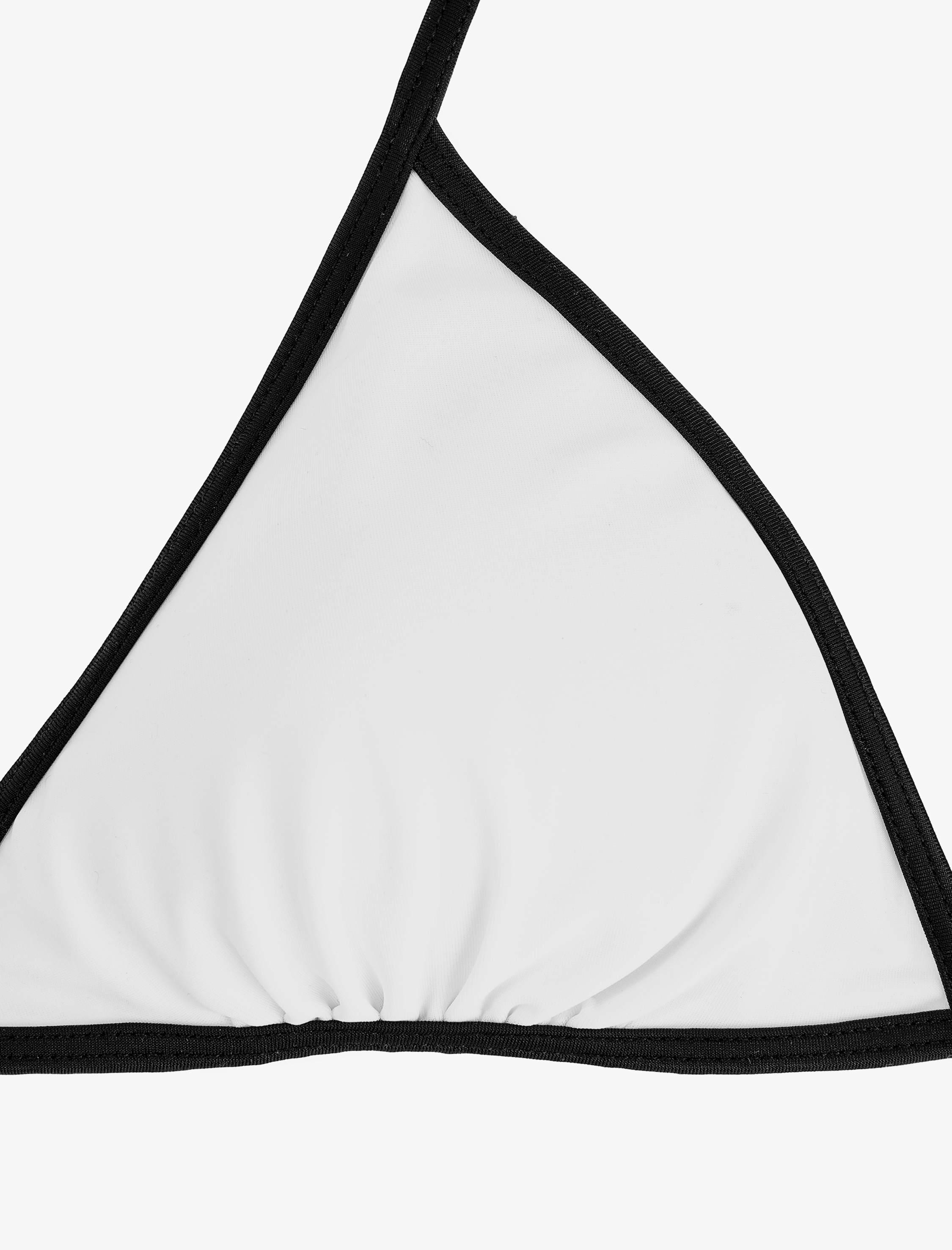   Kontrast Biyeli V Yaka Boyundan Bağlamalı Üçgen Bikini Üstü