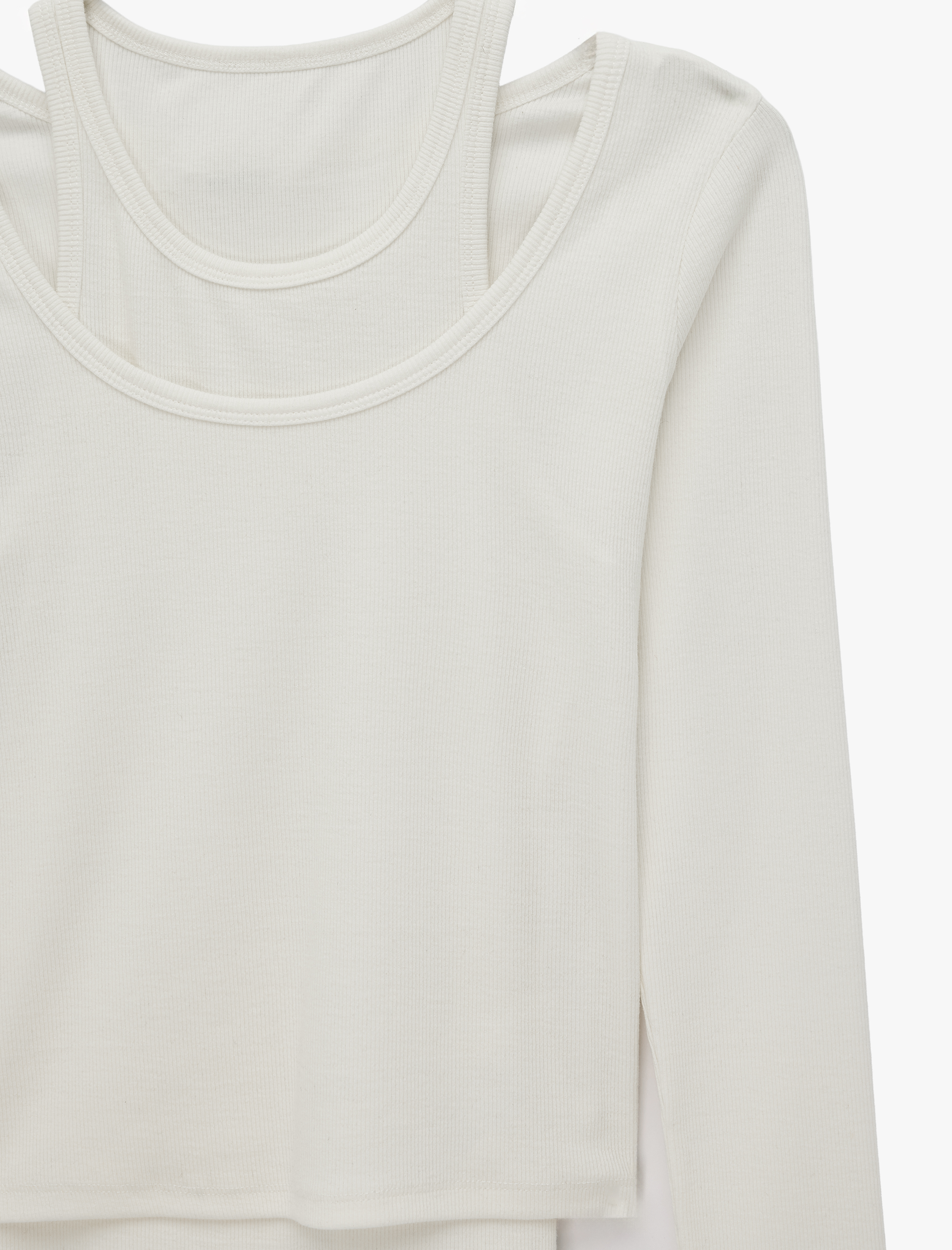   Pamuklu Slim Fit Bisiklet Yaka Katmanlı Uzun Kollu Basic Kaşkorse Tişört