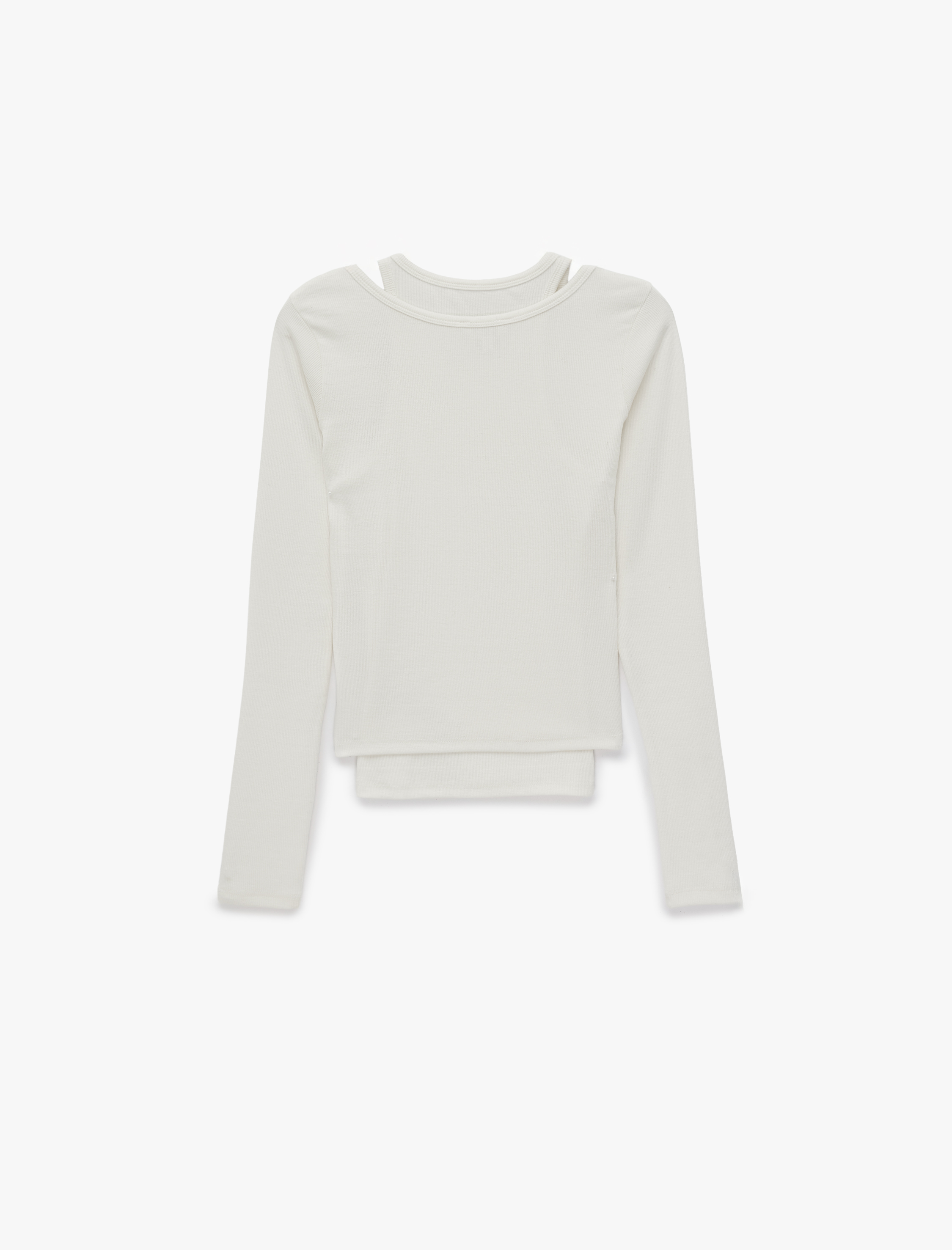   Pamuklu Slim Fit Bisiklet Yaka Katmanlı Uzun Kollu Basic Kaşkorse Tişört
