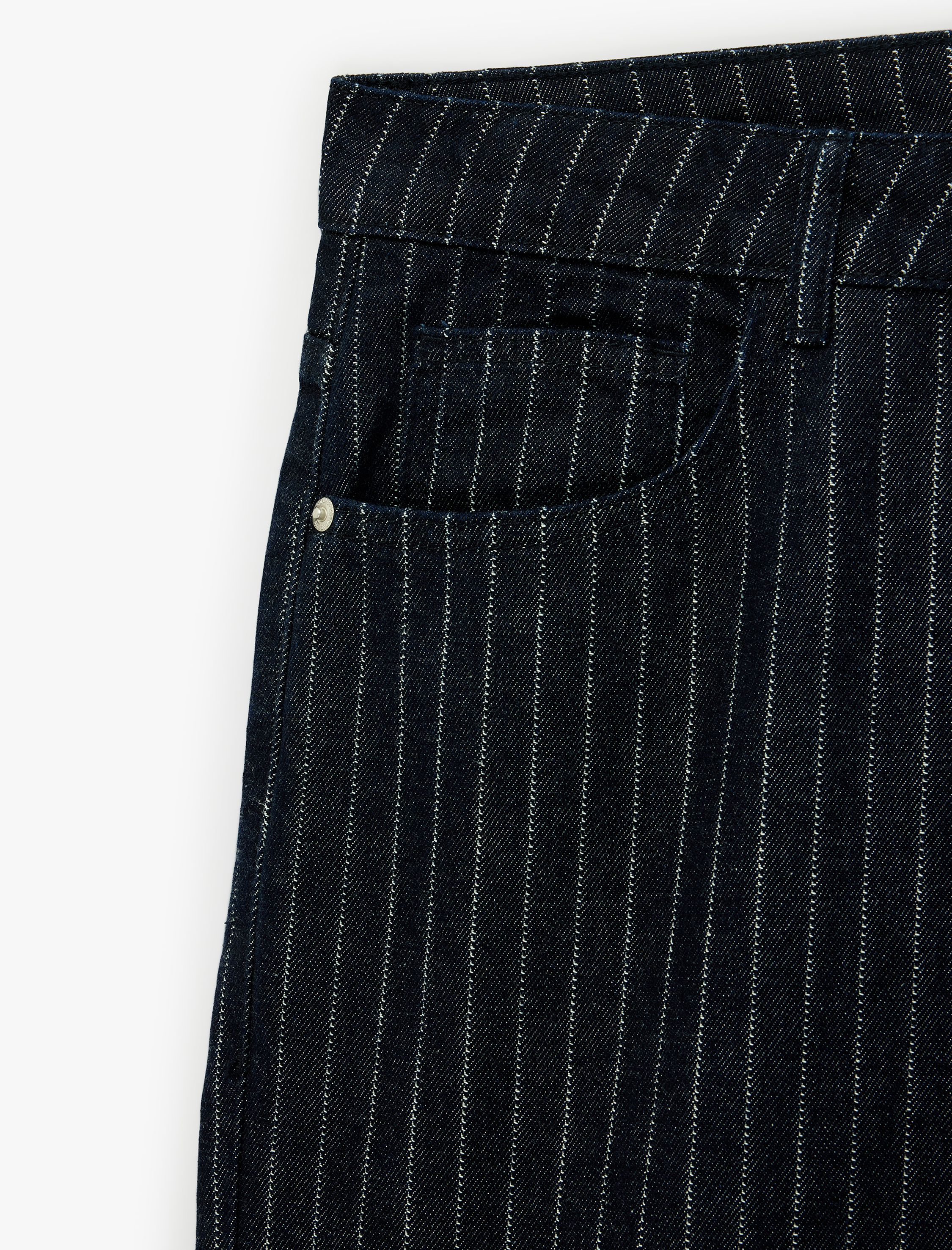   Pamuklu Rahat Kesim Cepli Çizgili Baggy Jean Pantolon