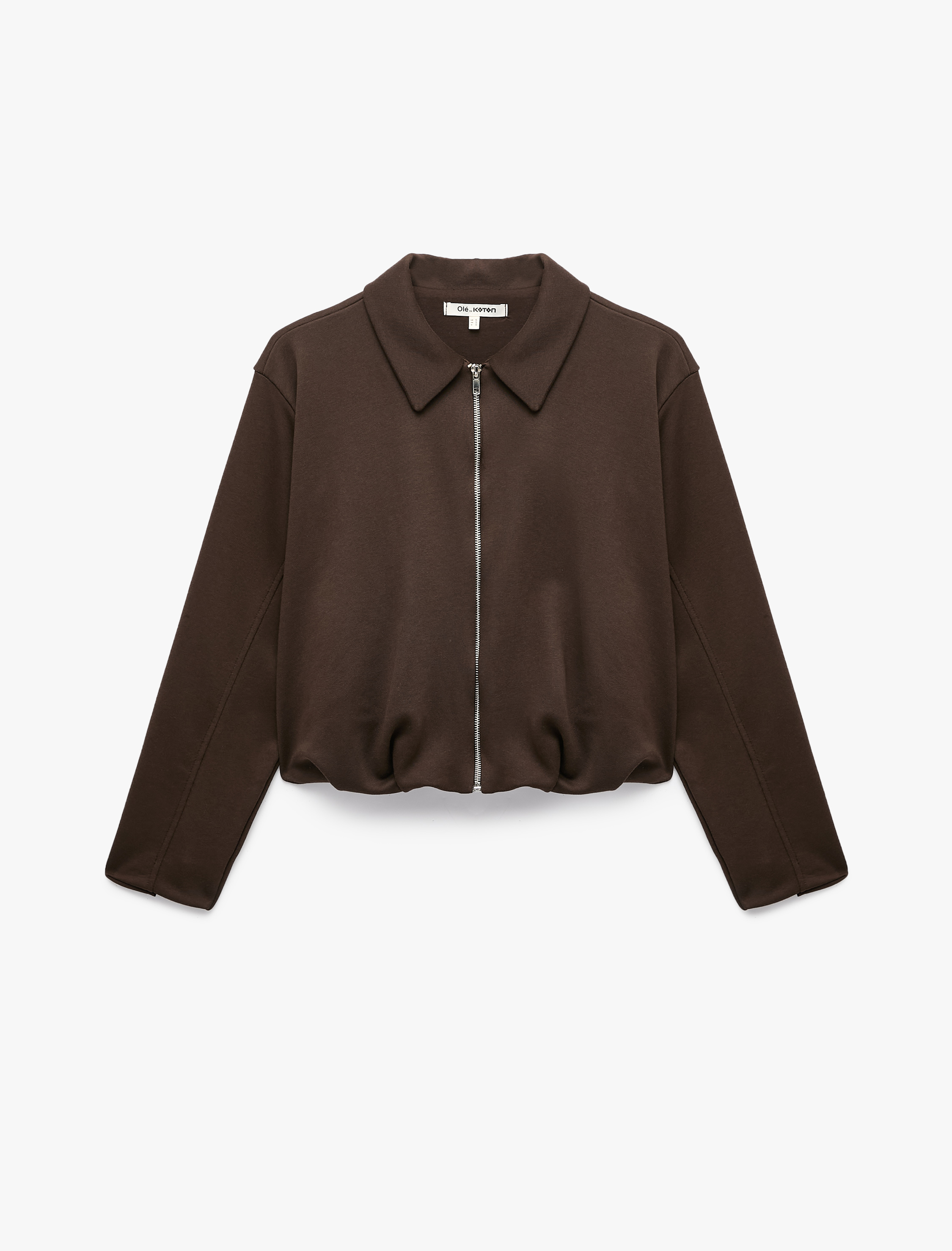   Rahat Kalıp Fermuarlı Cepli Polo Yaka Bomber Sweatshirt