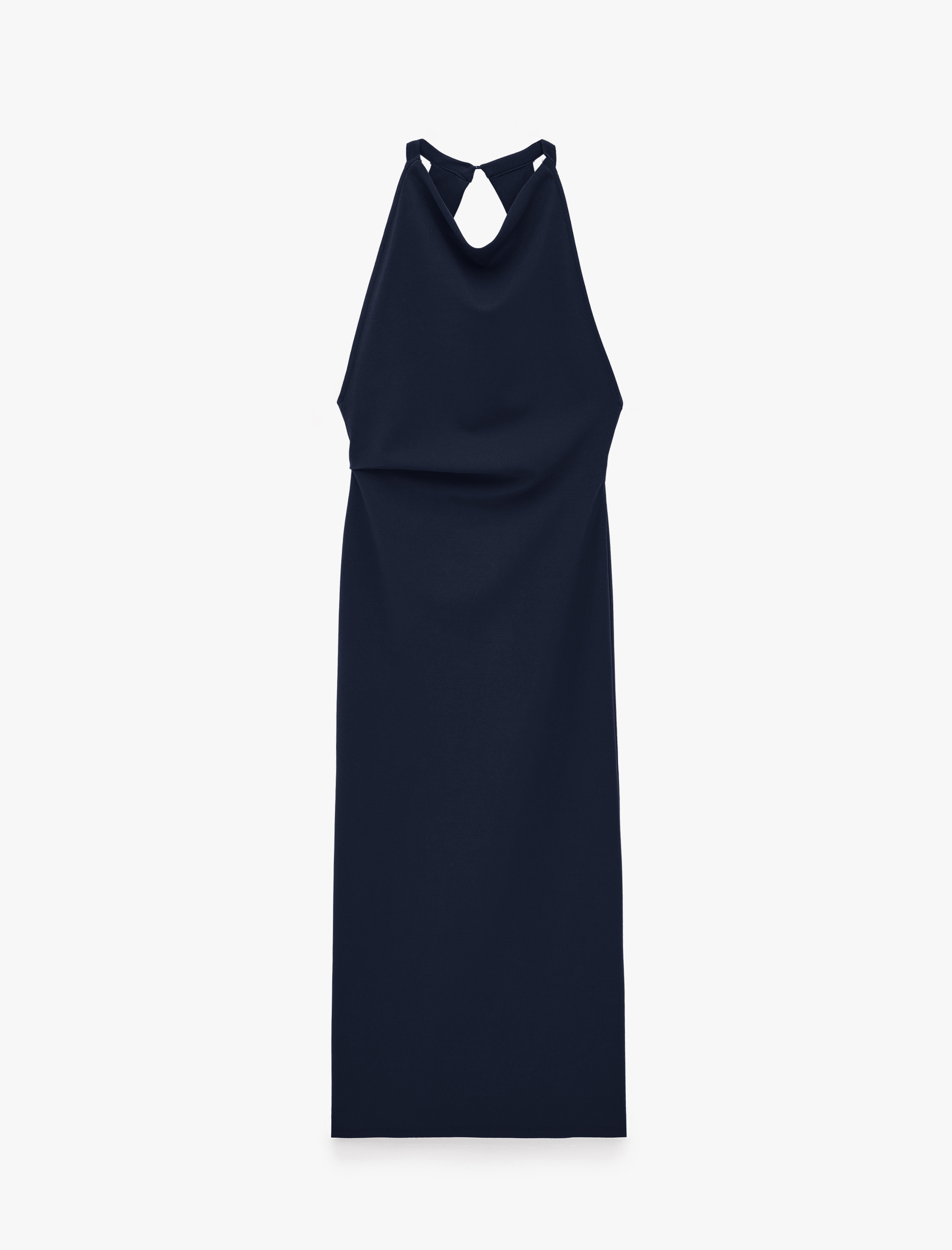   Slim Fit Krep Scuba Halter Yaka Kolsuz Sırtı Açık Bodycon Uzun Elbise