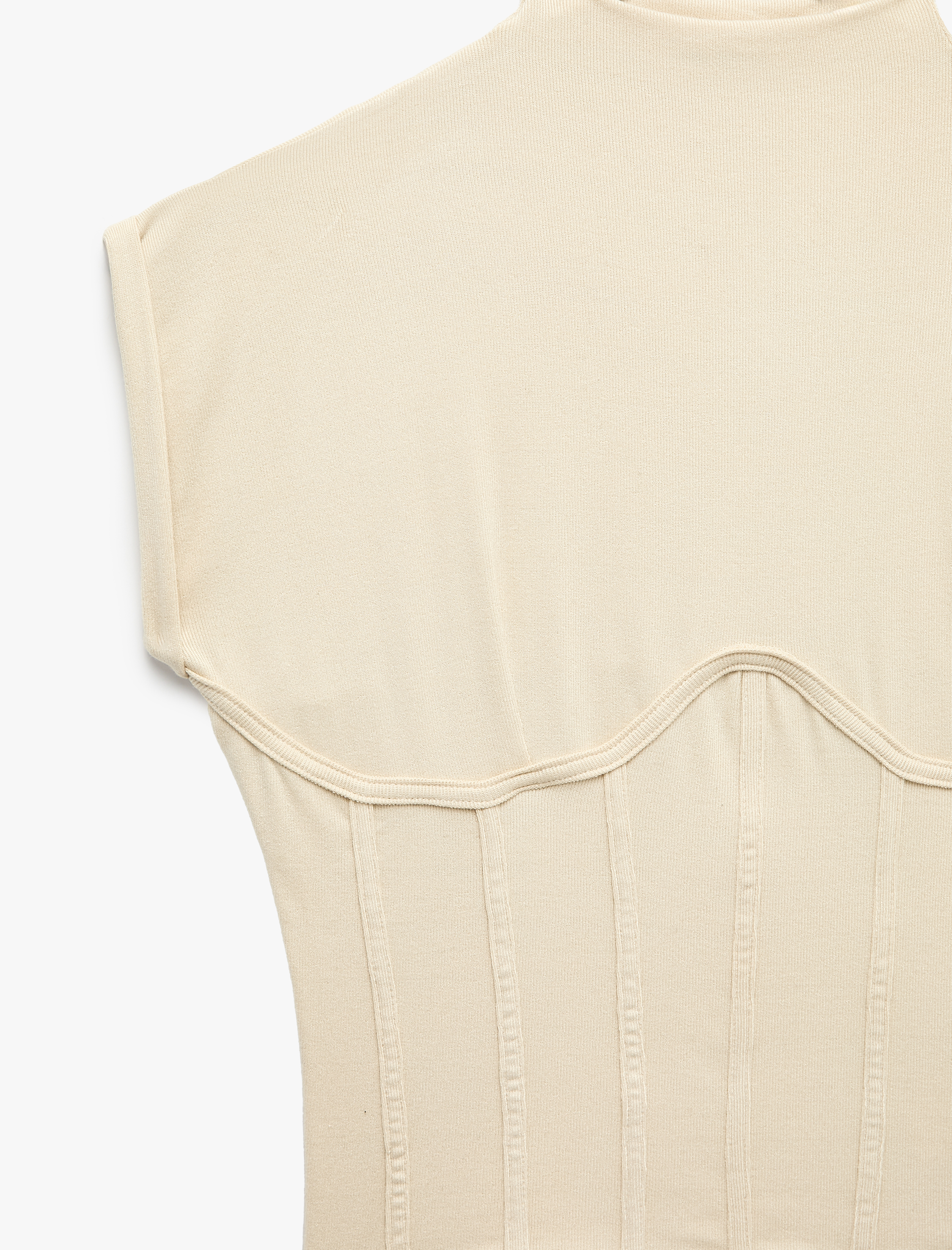   Slim Fit Viskon Kumaş Dik Yaka Kısa Kollu Korse Detaylı Tişört