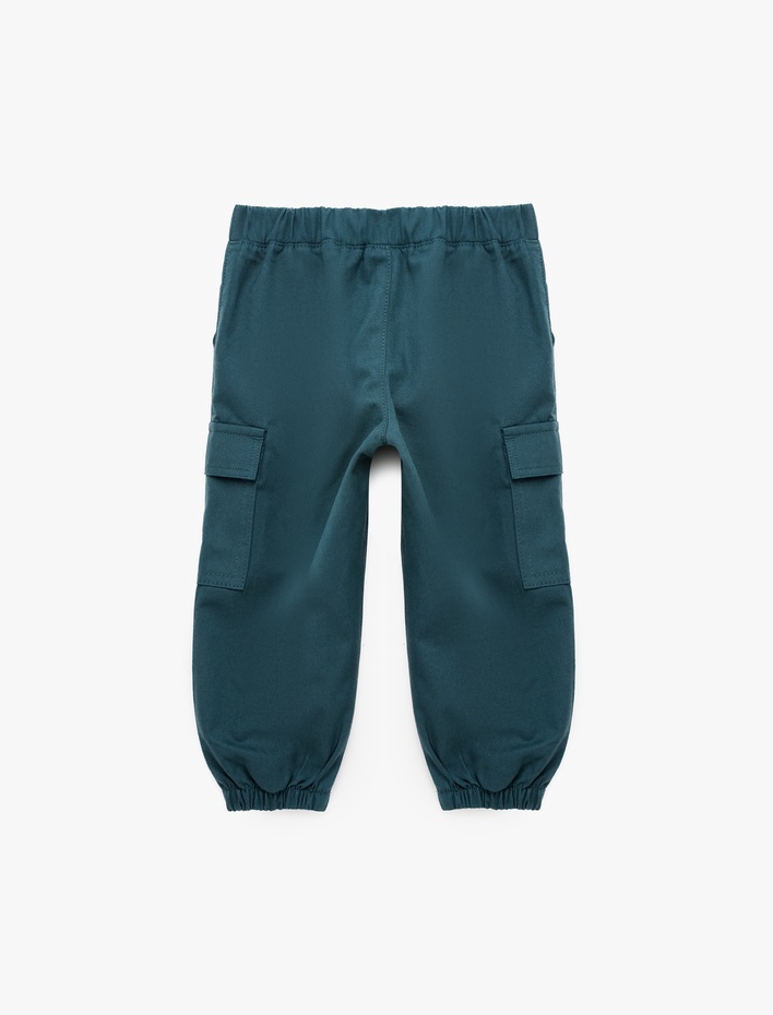 Erkek Bebek Cep Detaylı Rahat Kesim Pamuklu Gabardin Jogger Kargo Pantolon