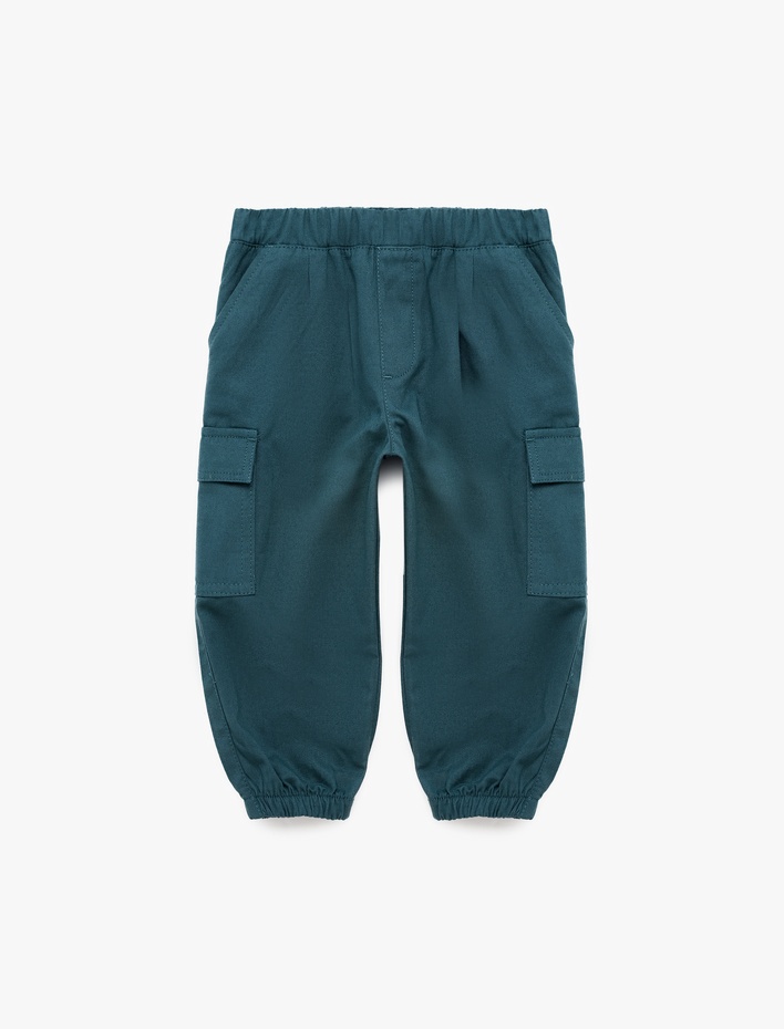 Erkek Bebek Cep Detaylı Rahat Kesim Pamuklu Gabardin Jogger Kargo Pantolon
