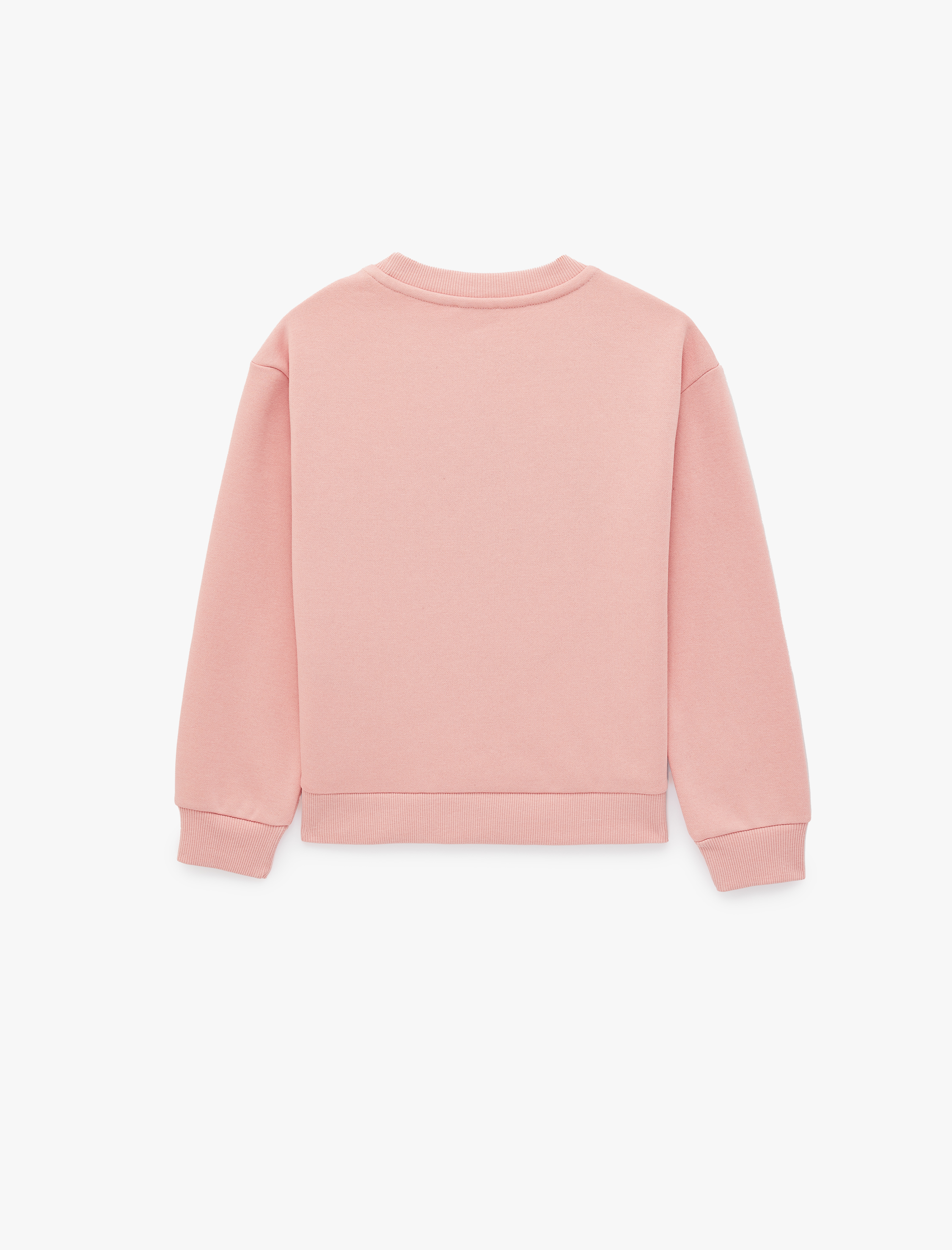  Kız Çocuk Nakışlı Üç İplik Şardonlu Bisiklet Yaka Uzun Kollu Sweatshirt