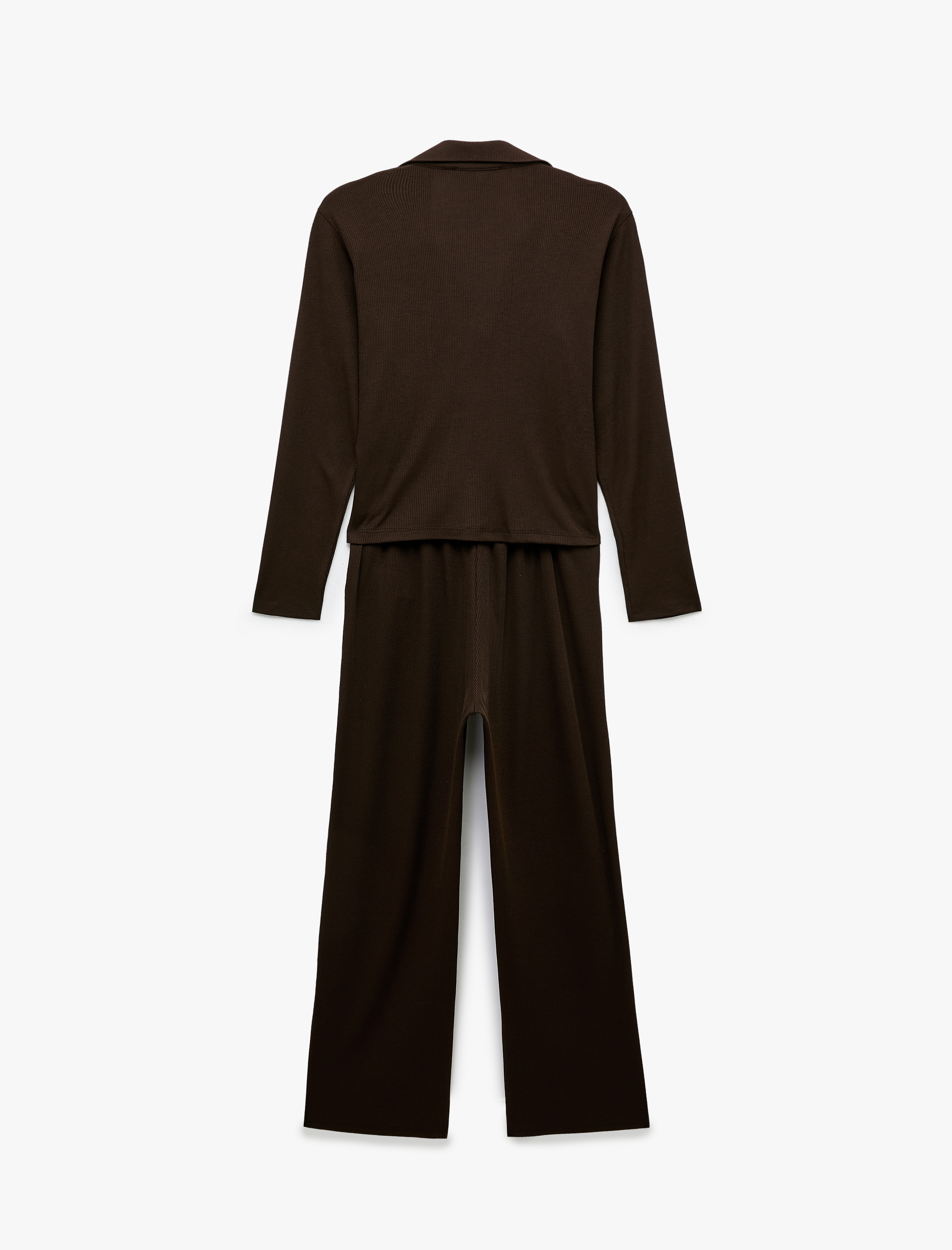   Viskon Karışımlı Rahat Kalıp Kaşkorse Gömlek Yaka Pijama Takımı